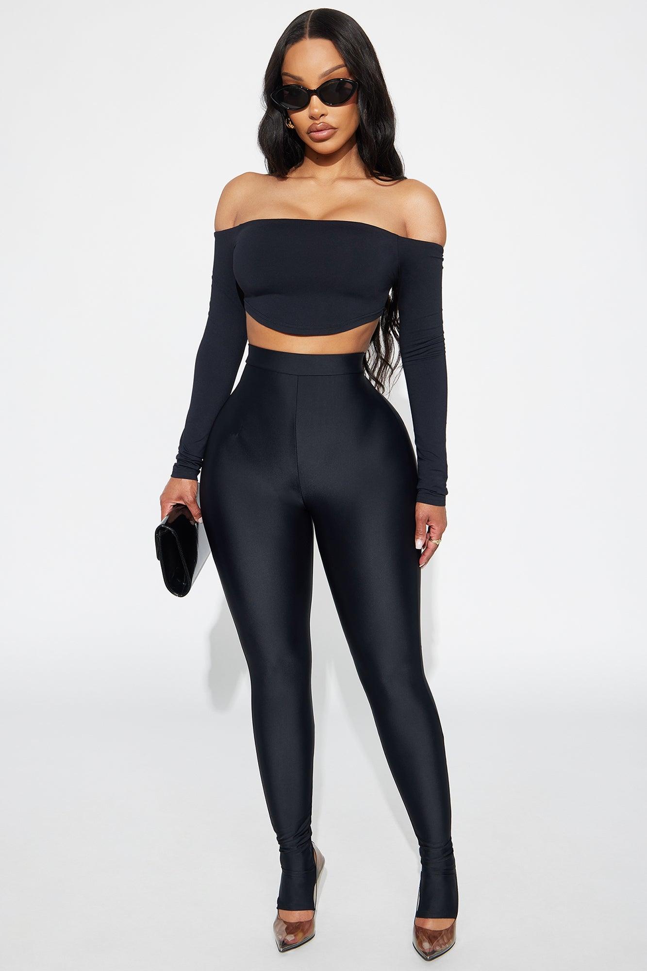 Second Skin Off Shoulder Cropped Top - Black Female Product Image