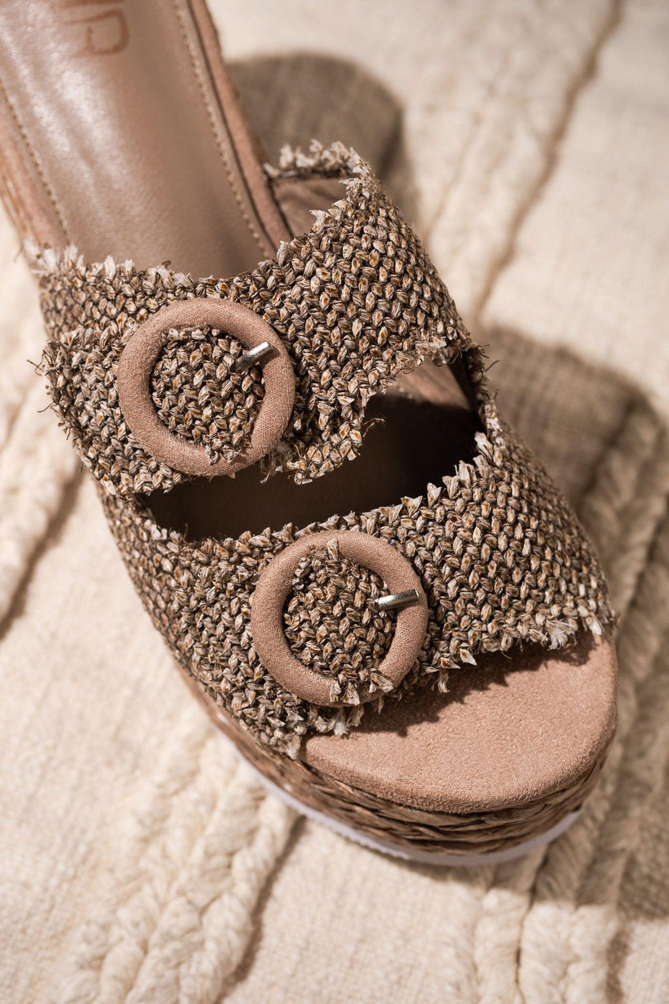 Eriwen Buckle Wedge in Taupe (Online Exclusive) Product Image