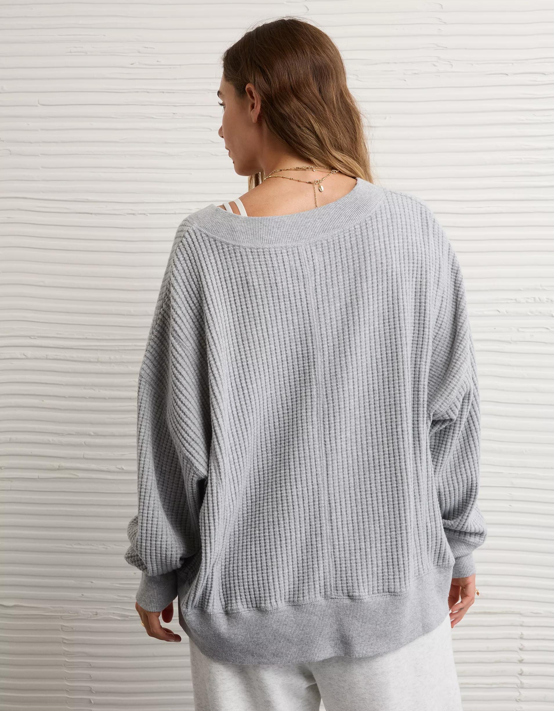 AE Big Hug V-Neck Waffle Sweatshirt Product Image