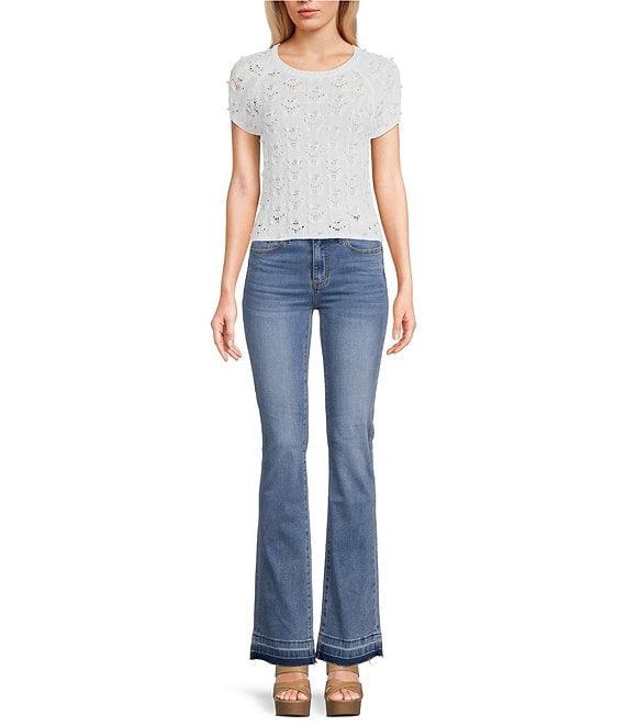 Evolutionary Short Sleeve Crewneck Allover Pearl Sweater Product Image