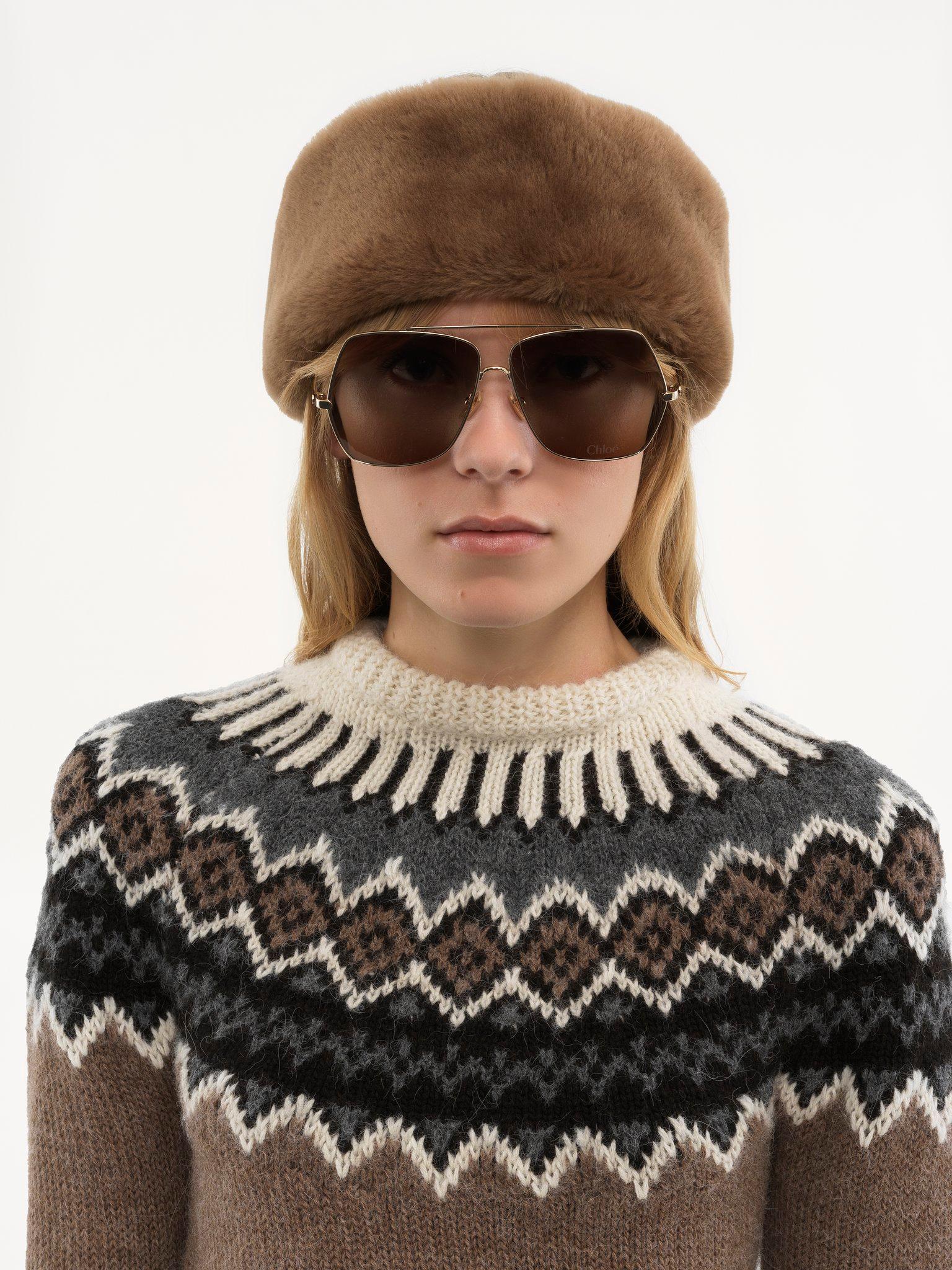 Mock-neck fitted sweater in Fair Isle wool knit Product Image