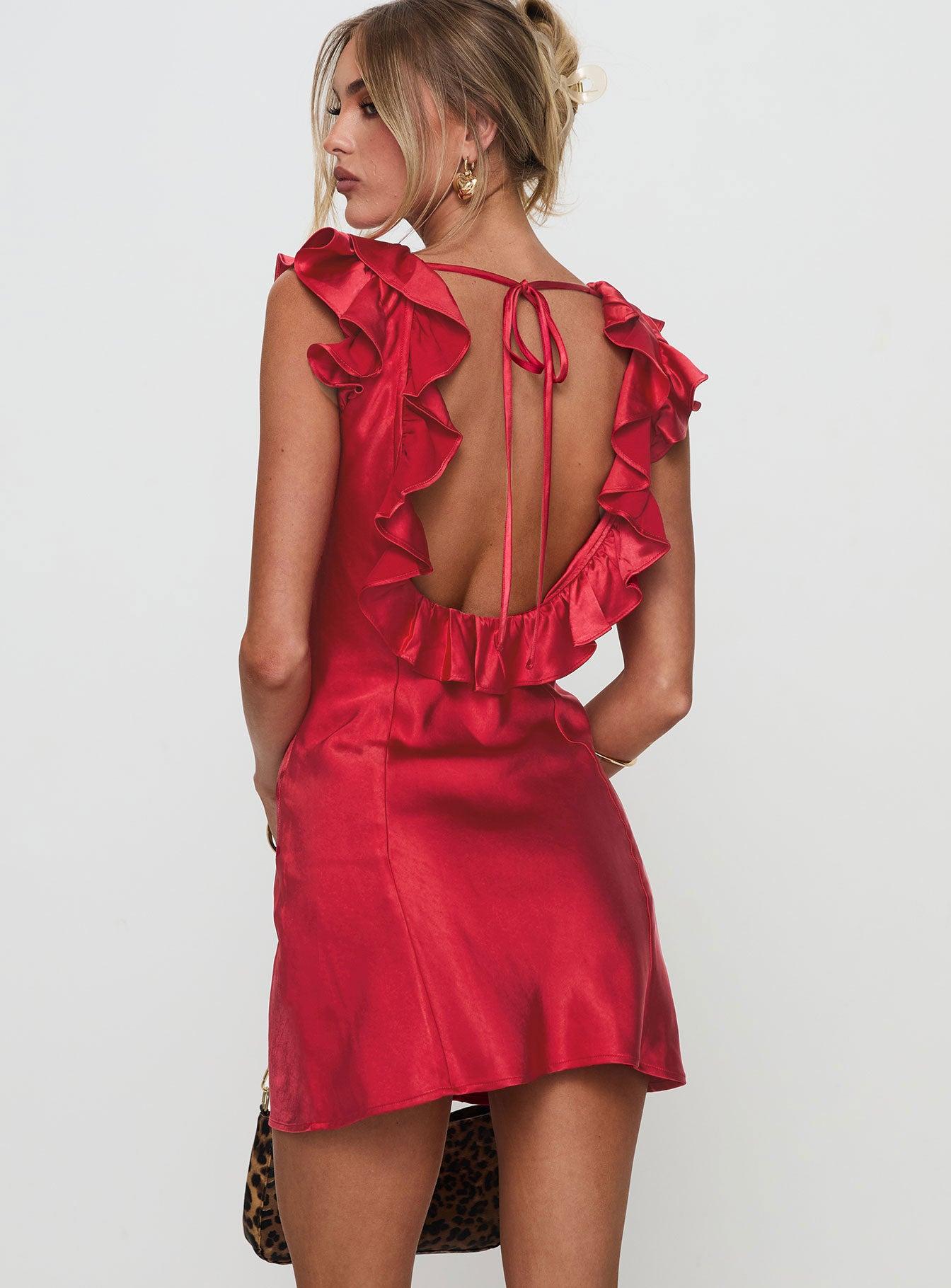 Butacup Frill Mini Dress Red Product Image