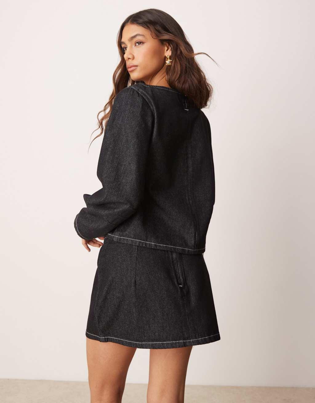 ASOS DESIGN clean denim micro skirt in black Product Image