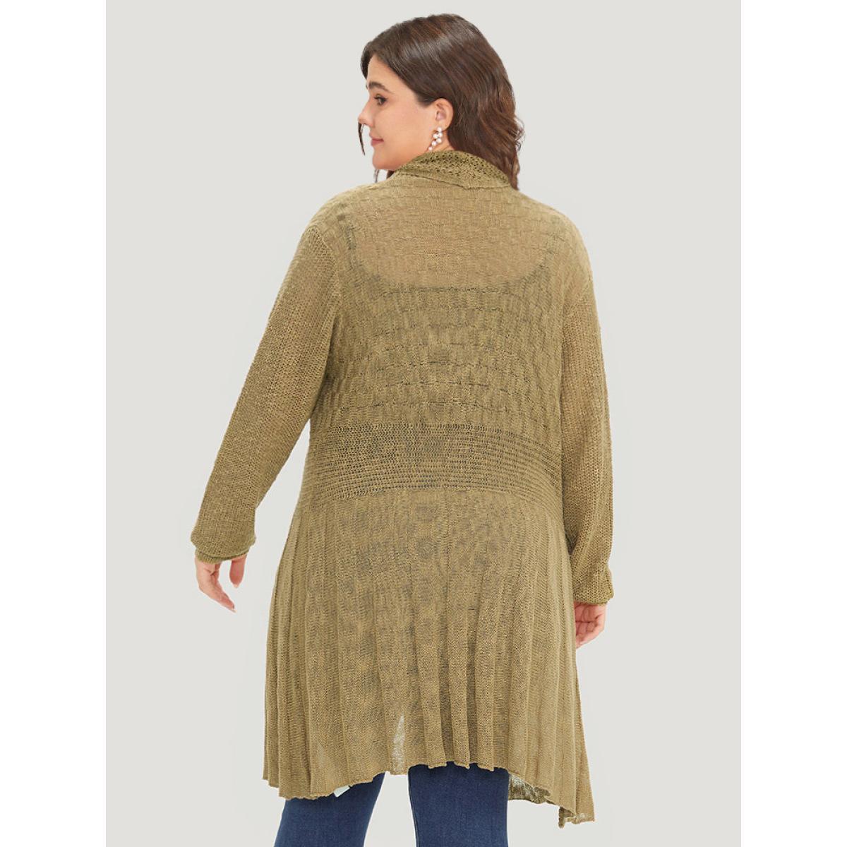 Plus Size Lapel Collar Open Front Tunic Drape Cardigan Bronze Women Casual Loose Long Sleeve Dailywear Cardigans BloomChic 18-20/2X Product Image