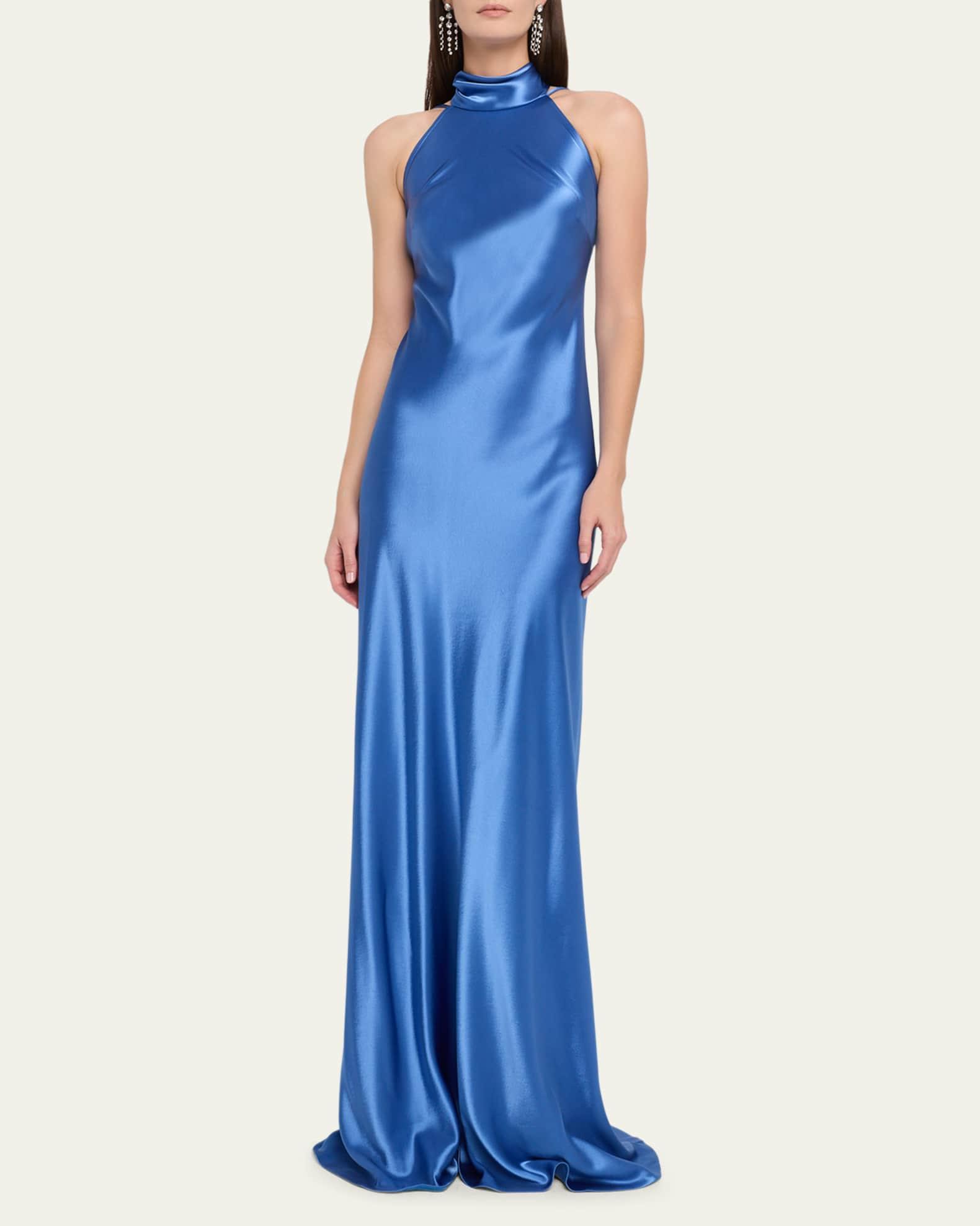 Scarf Halter Crepe Satin Gown Product Image