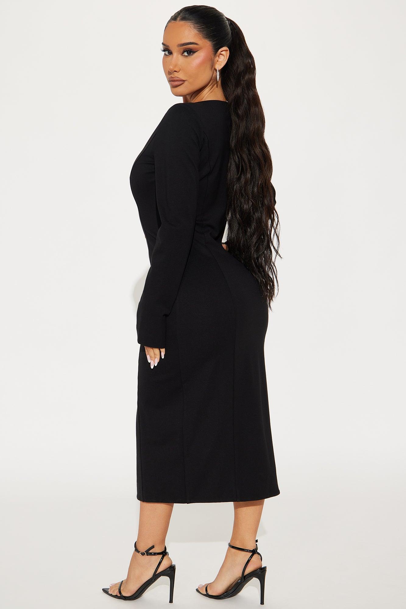 The Carla Body Sculpting Midi Dress - Black Product Image