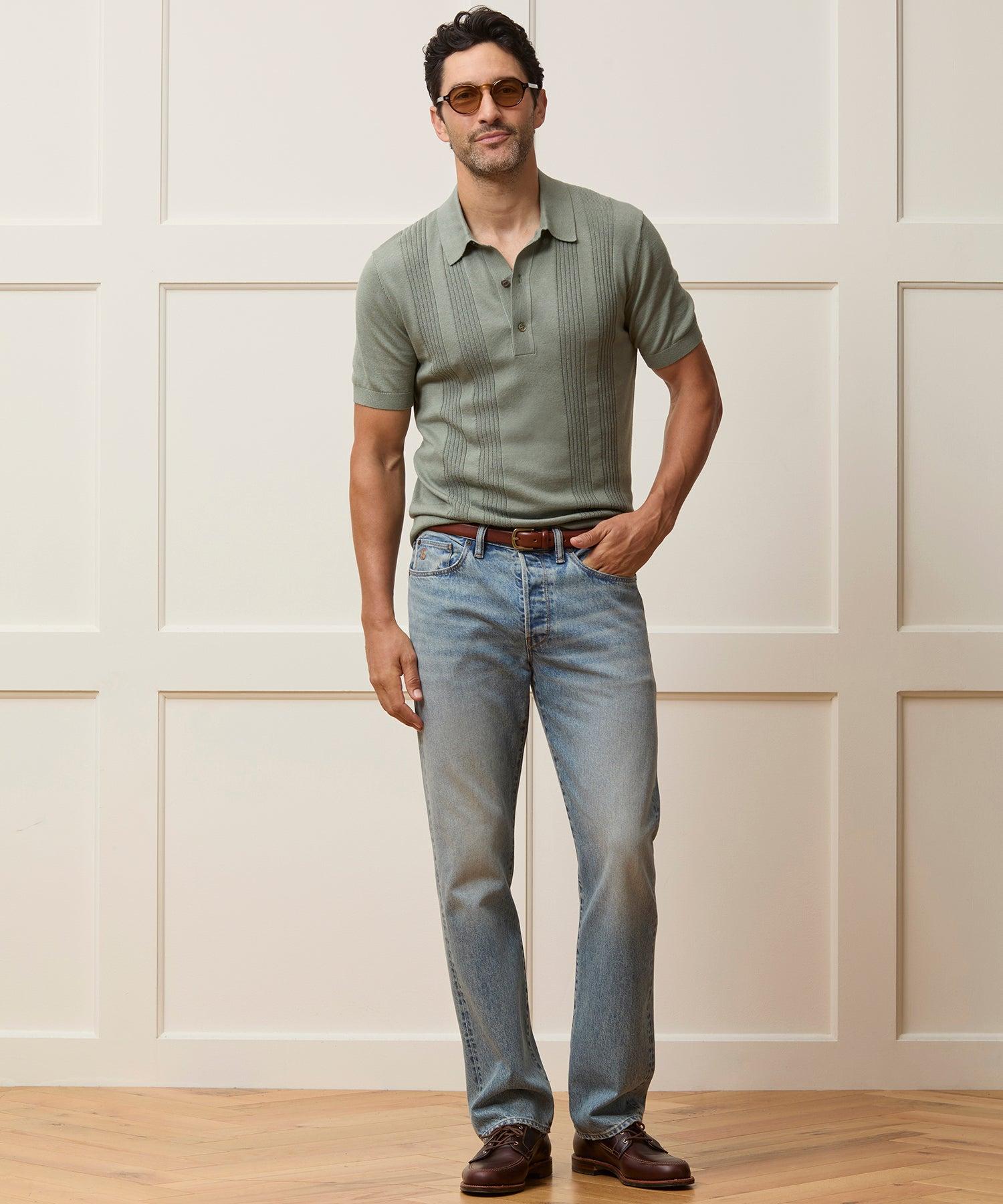 Silk-Cotton Ribbed Sweater Polo Product Image