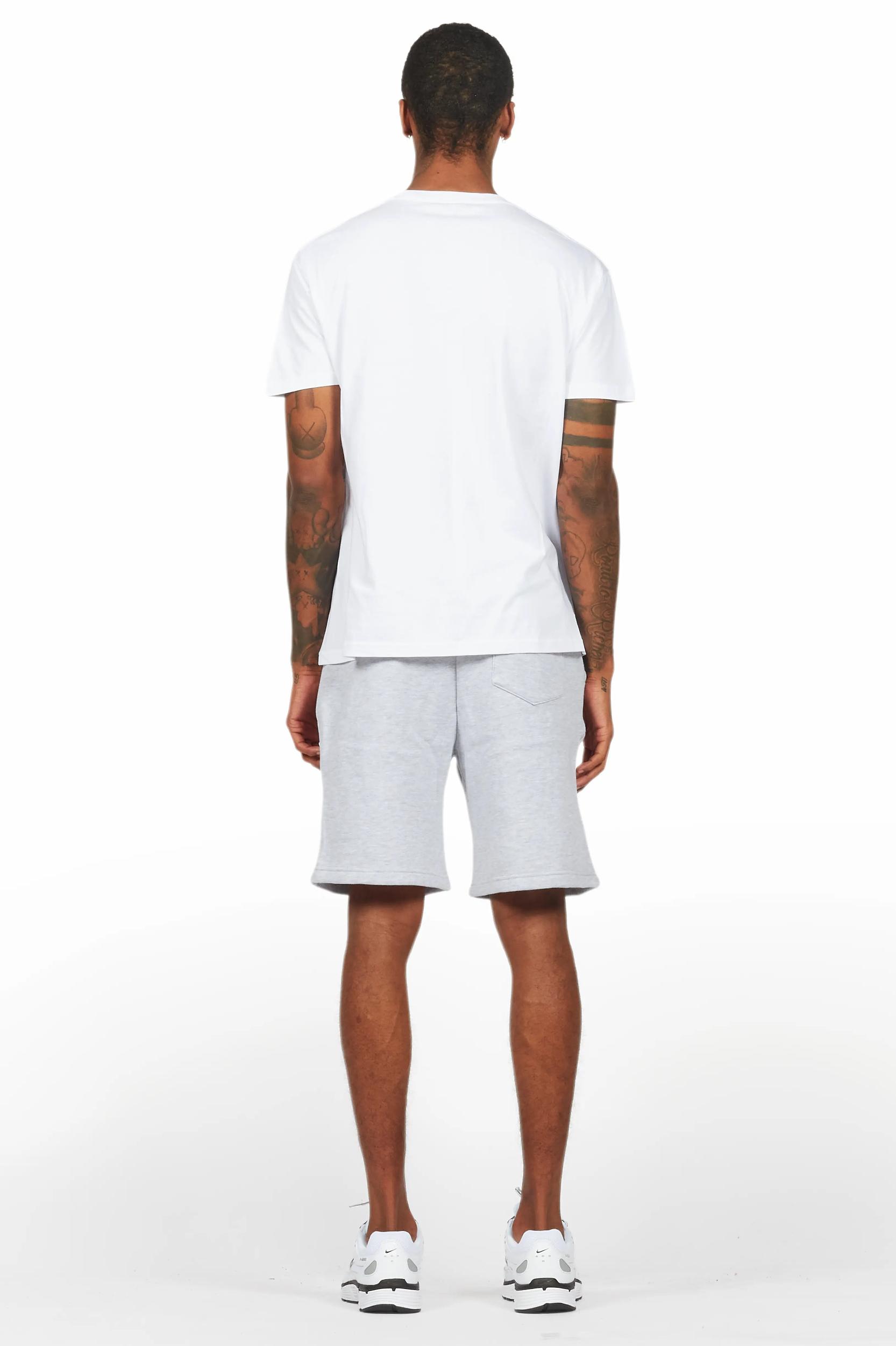 Tarl White/Grey Graphic T-Shirt Short Set Male Product Image