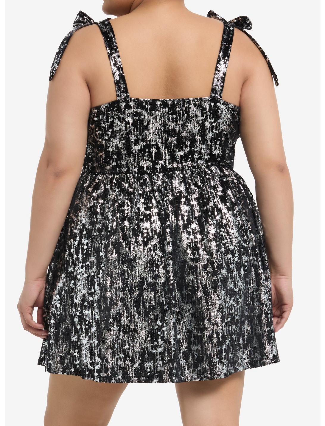 Cosmic Aura Silver Shooting Stars Velvet Dress Plus Size Product Image