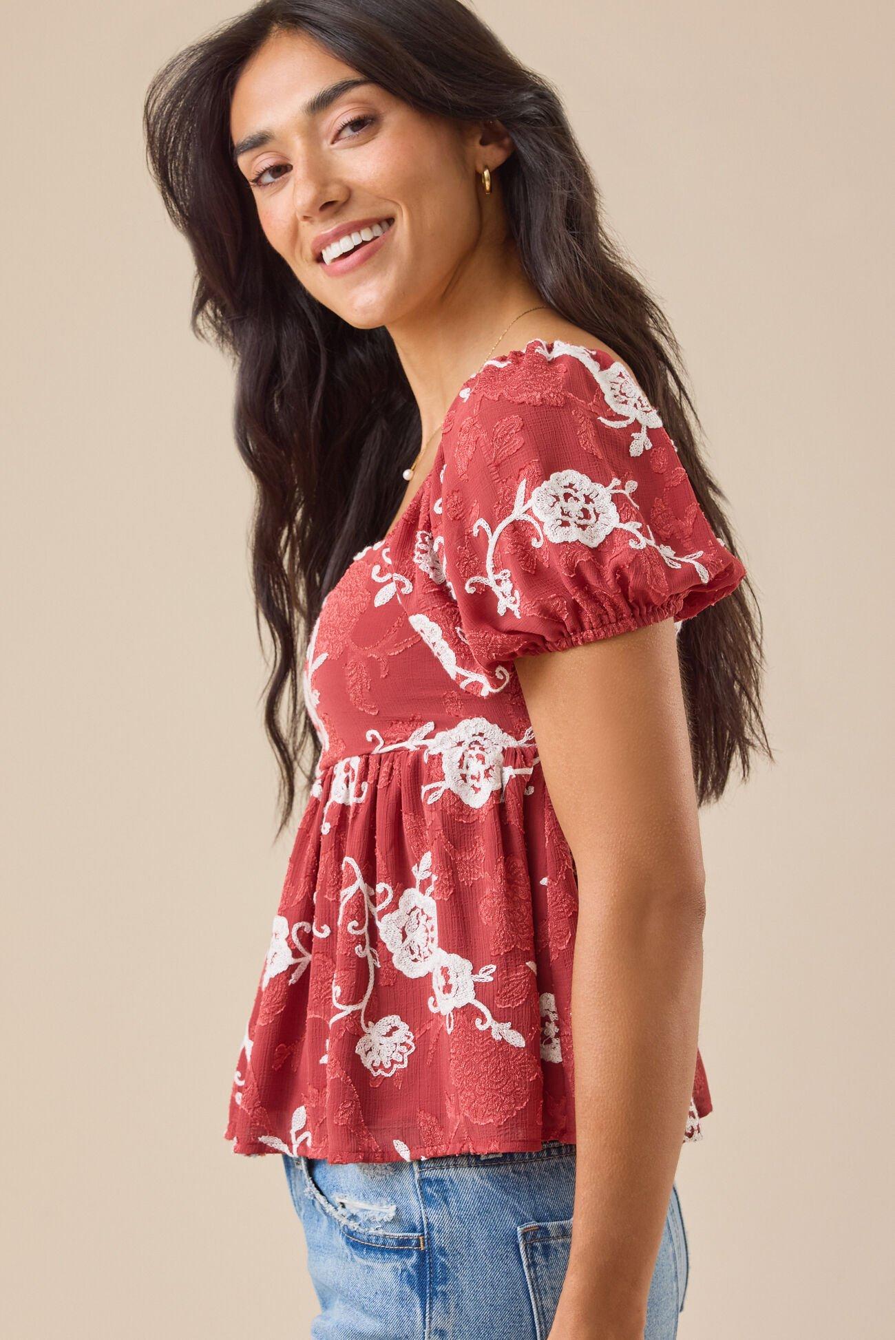 Gretchen Embroidered Babydoll Top Product Image