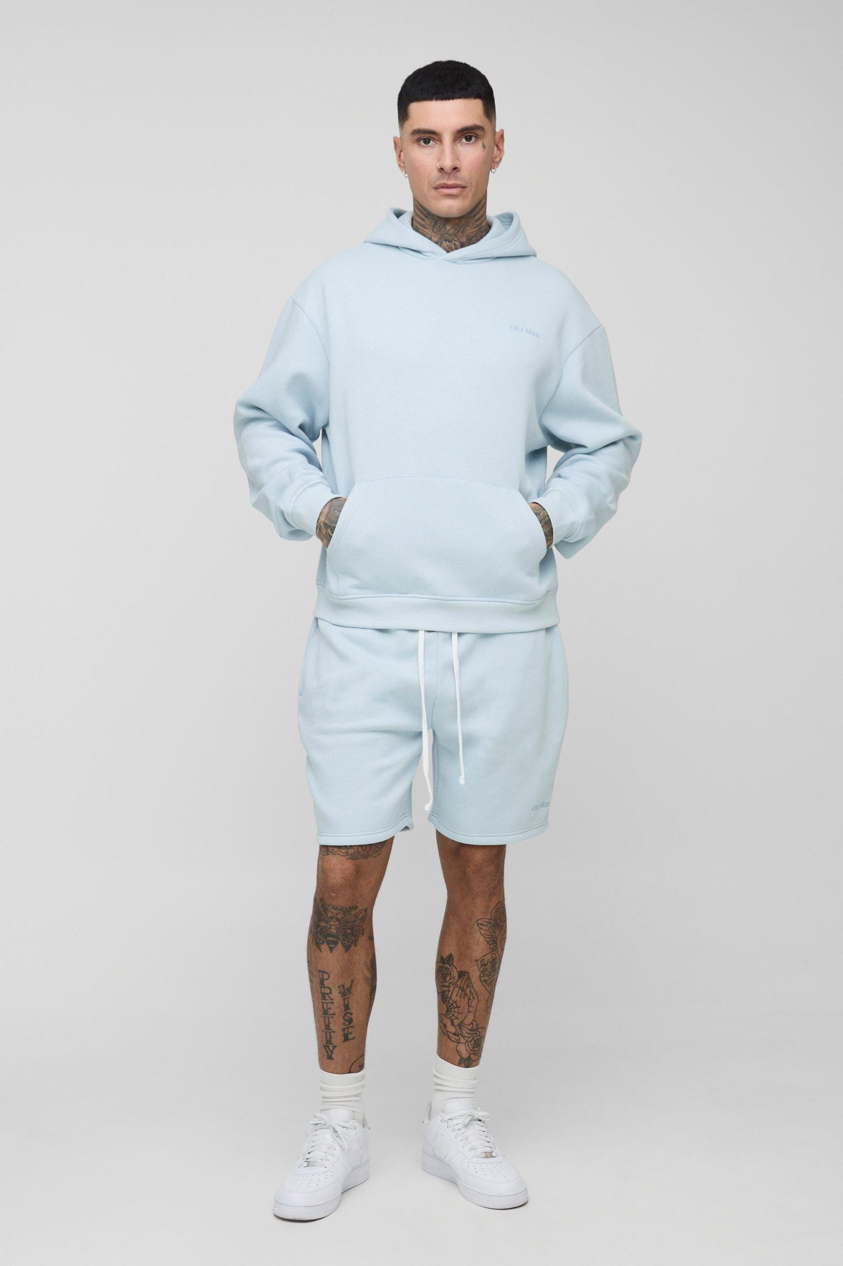Tall Oversized Boxy OFCL Man Short Hooded Tracksuit | boohooMAN USA Product Image