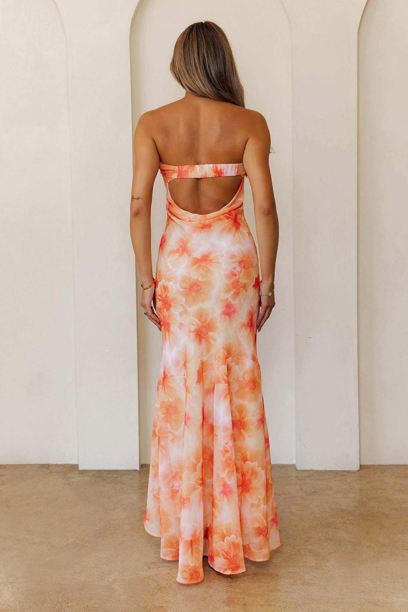 Kissed By Daisies Strapless Maxi Dress Orange Product Image