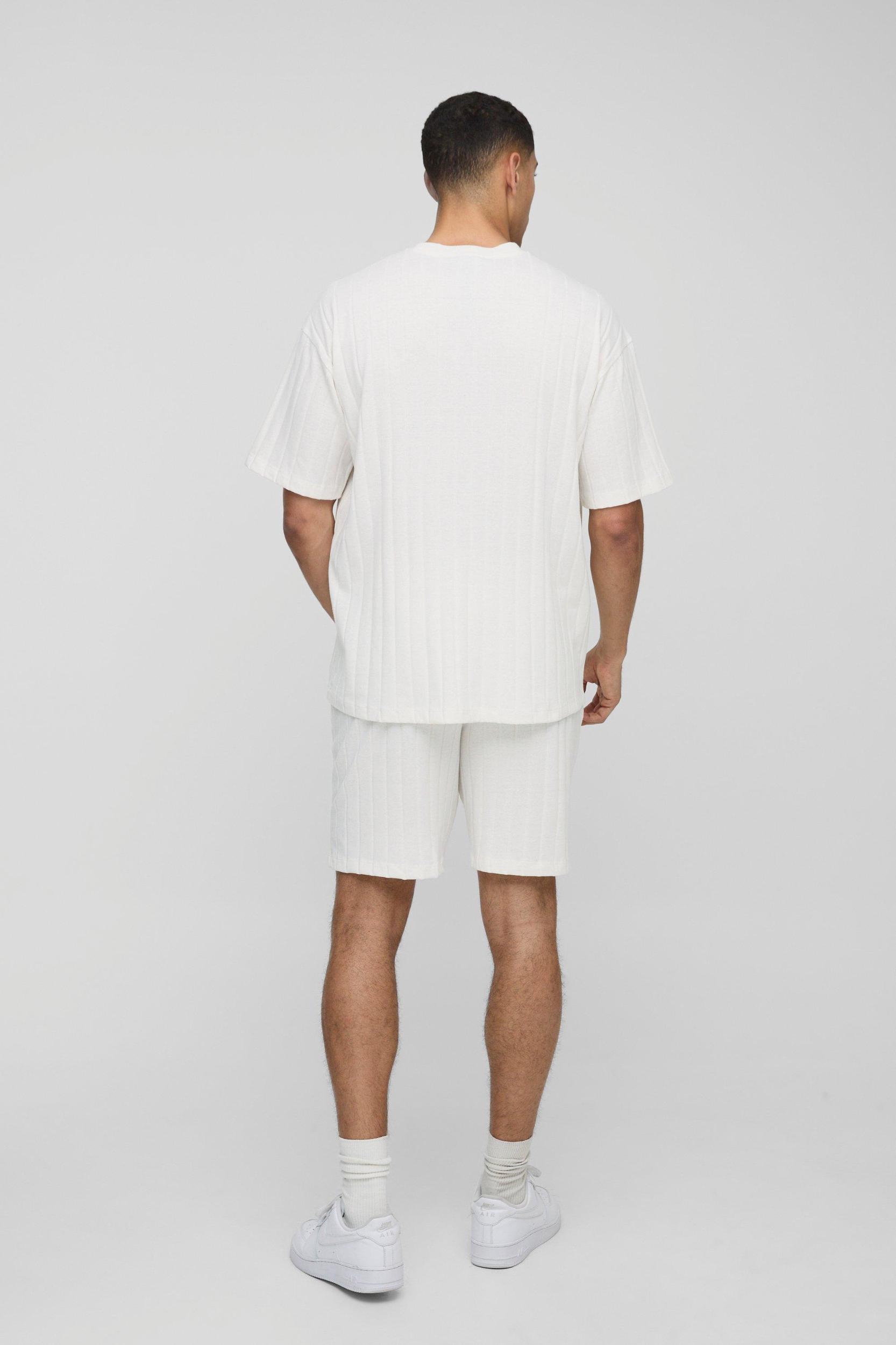Oversized Soft Rib T-Shirt & Shorts Set | boohooMAN USA Product Image