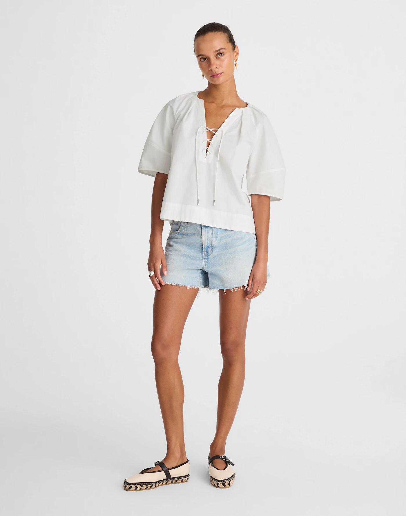 Poplin Lace-Up Top Product Image