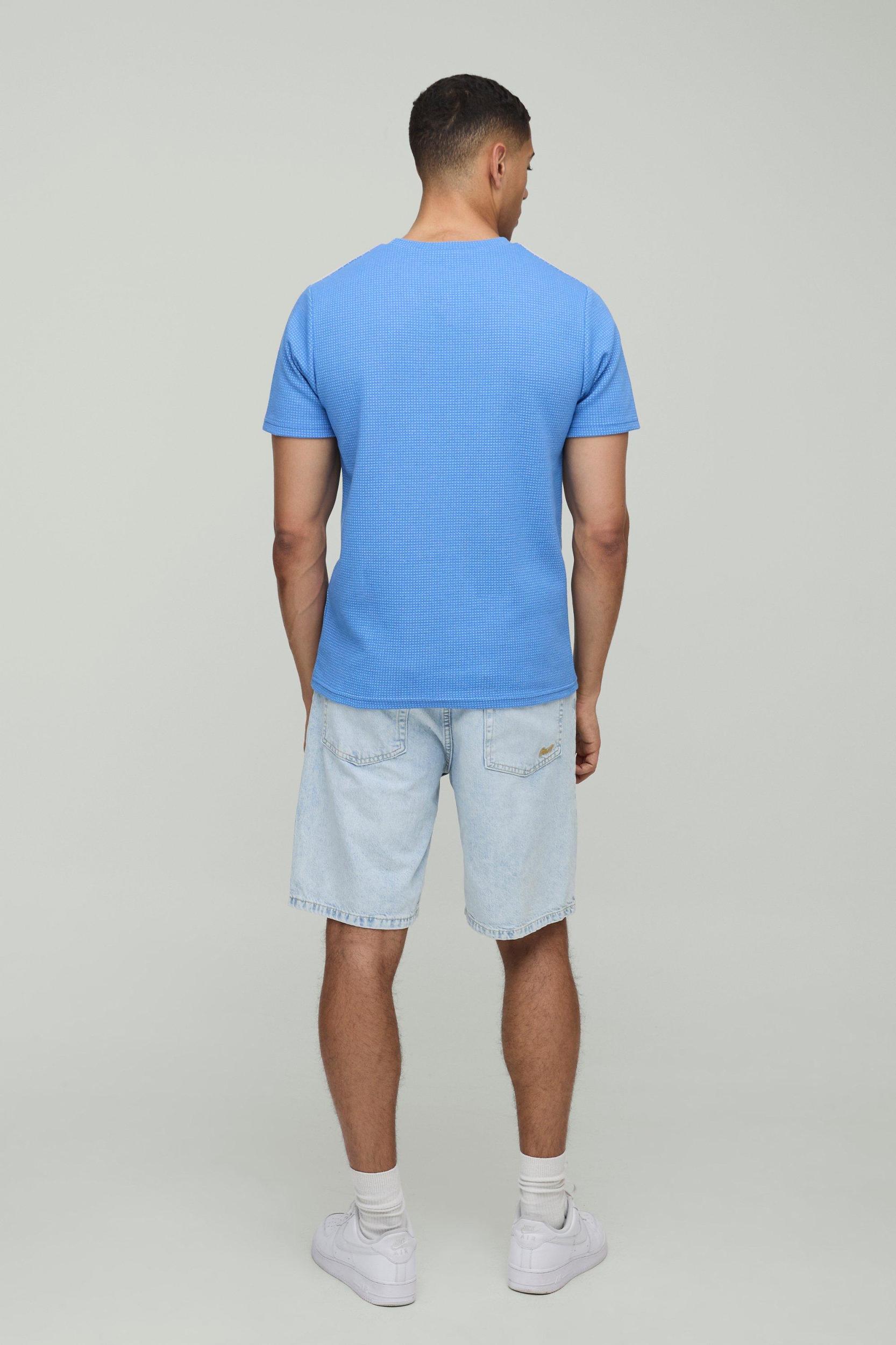 Slim Fit Contrast Waffle T-Shirt | boohooMAN USA Product Image