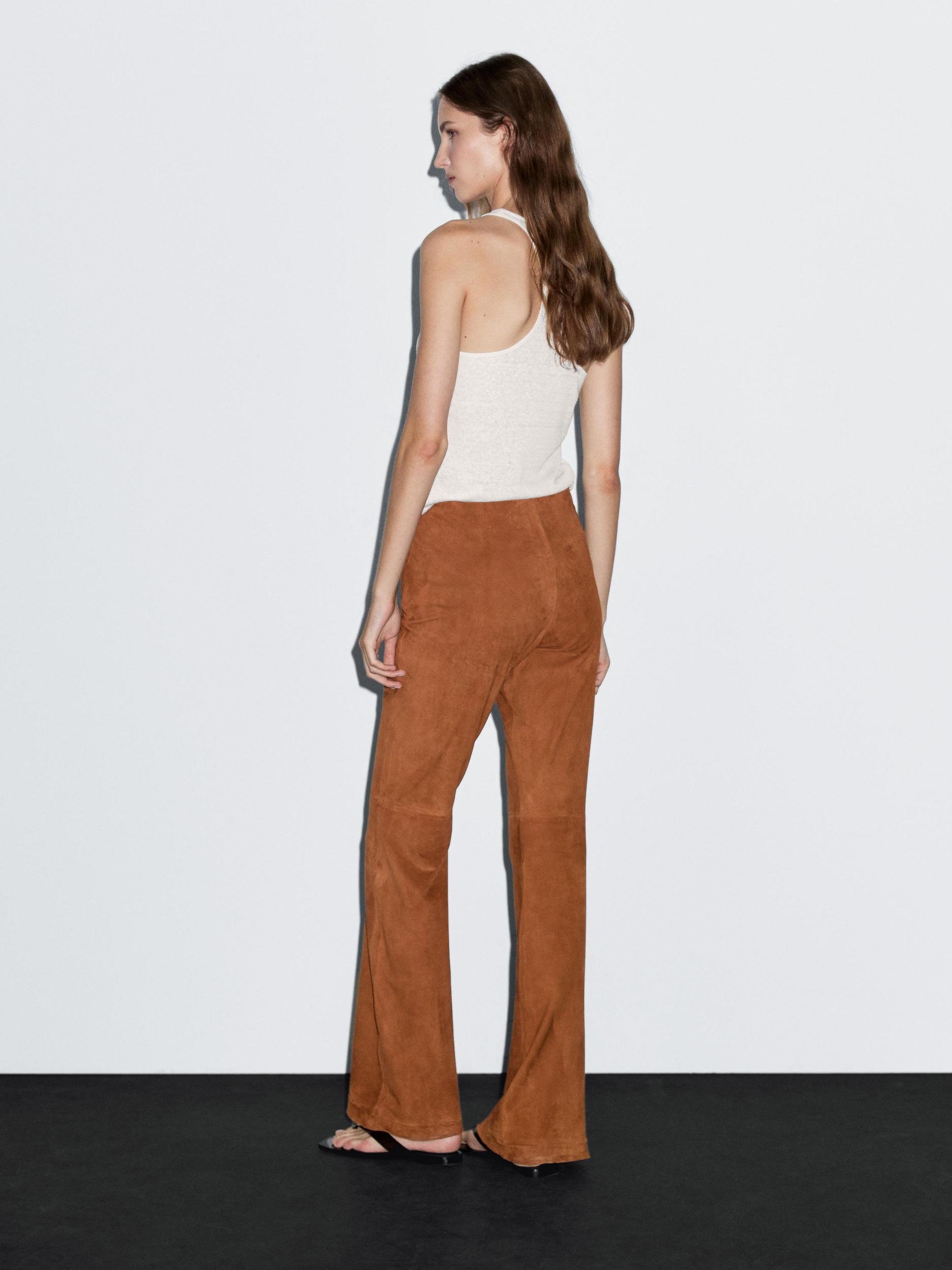 Flared suede leather trousers Product Image