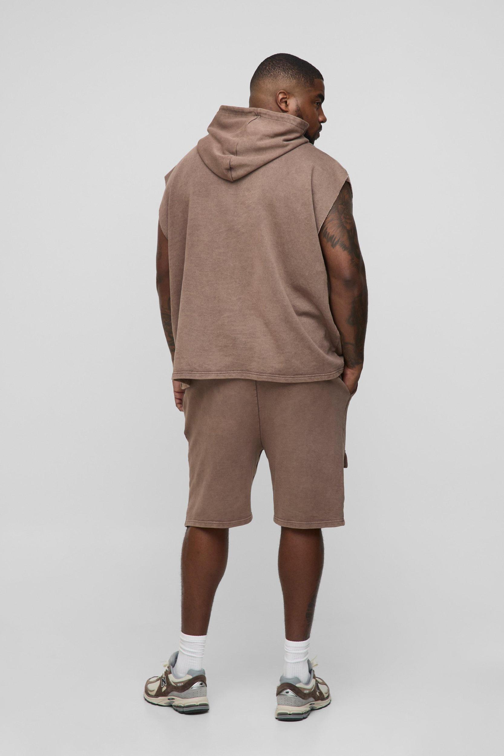 Plus Loose Fit Cargo Acid Wash Jersey Shorts | boohooMAN USA Product Image