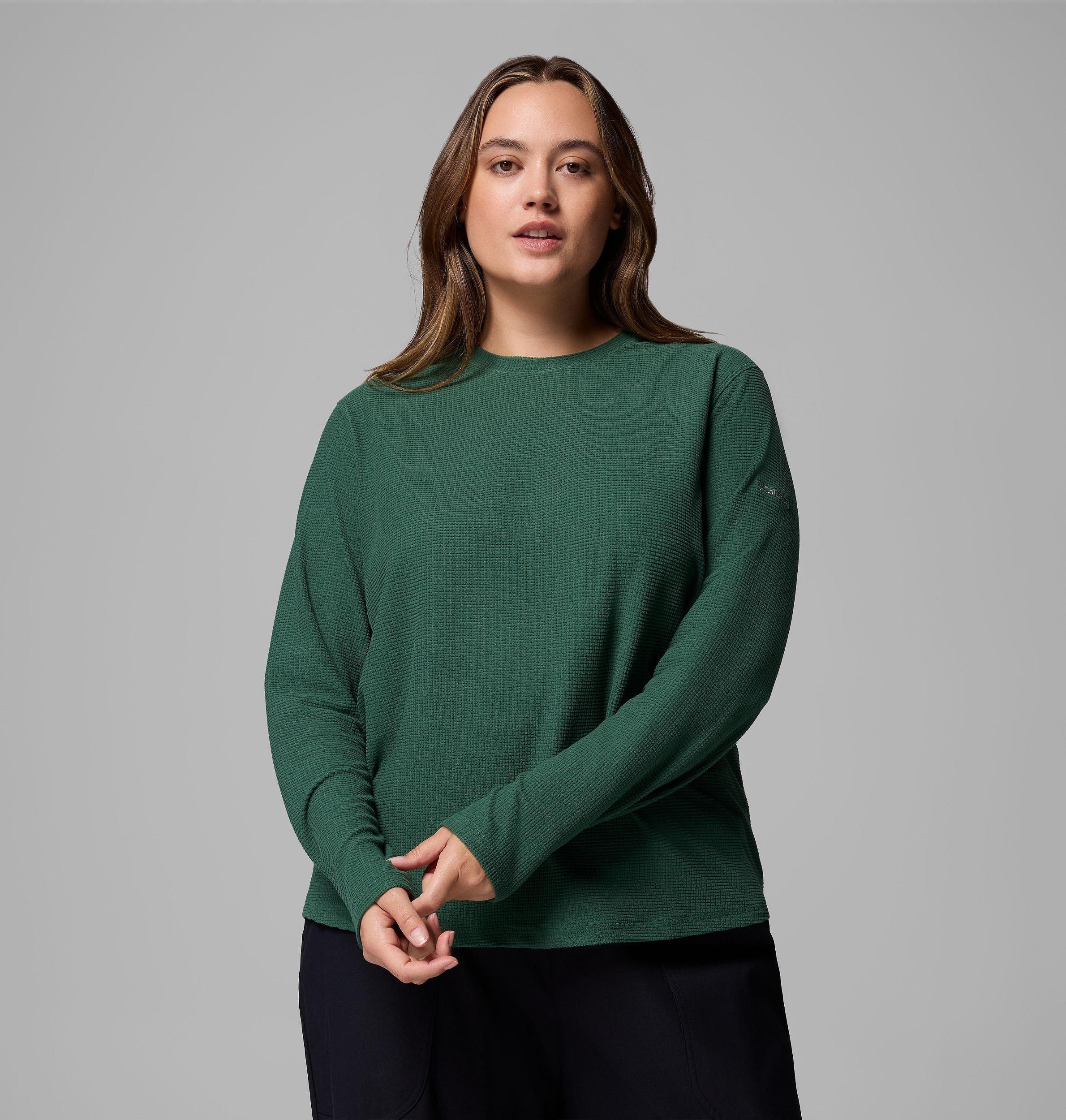 Columbia Womens Brea Falls Grid Crew Long Sleeve Shirt - Plus Size- Product Image