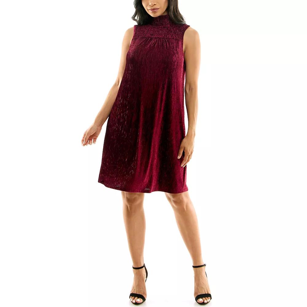 Women's Nina Leonard Smocked Shift Dress, Size: Small, Red Product Image