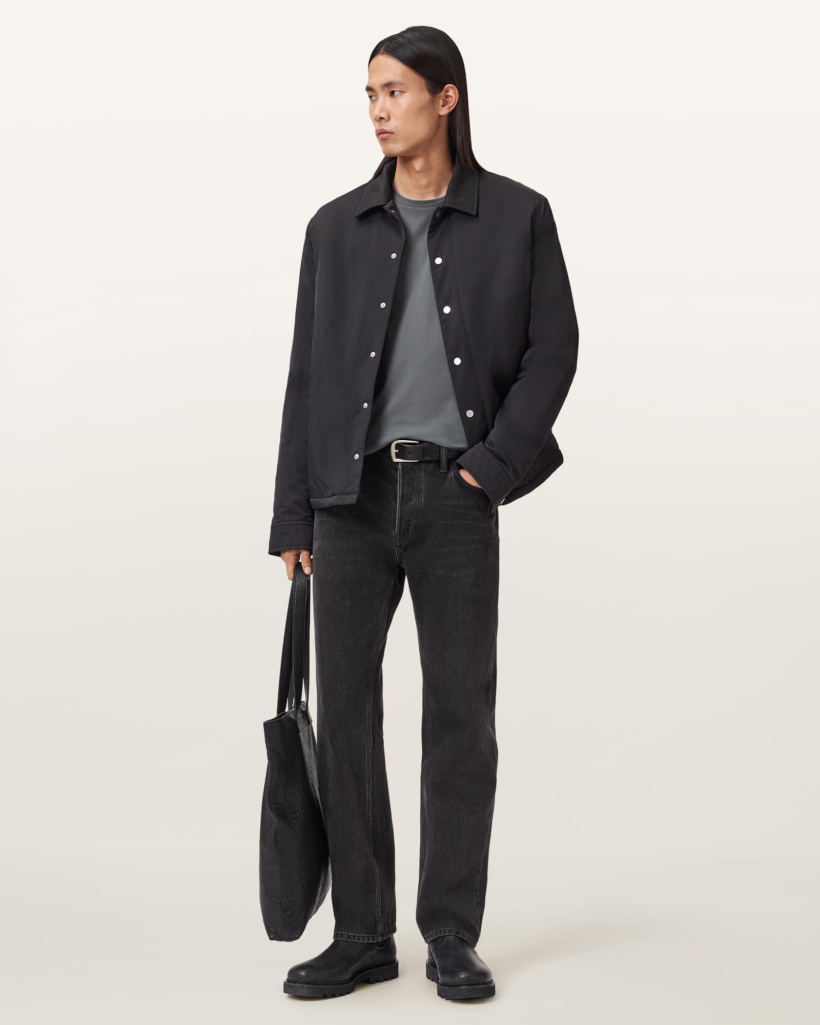 Brace Brushed Cotton Long Sleeve T-Shirt HAZED GREY | ALLSAINTS US Product Image