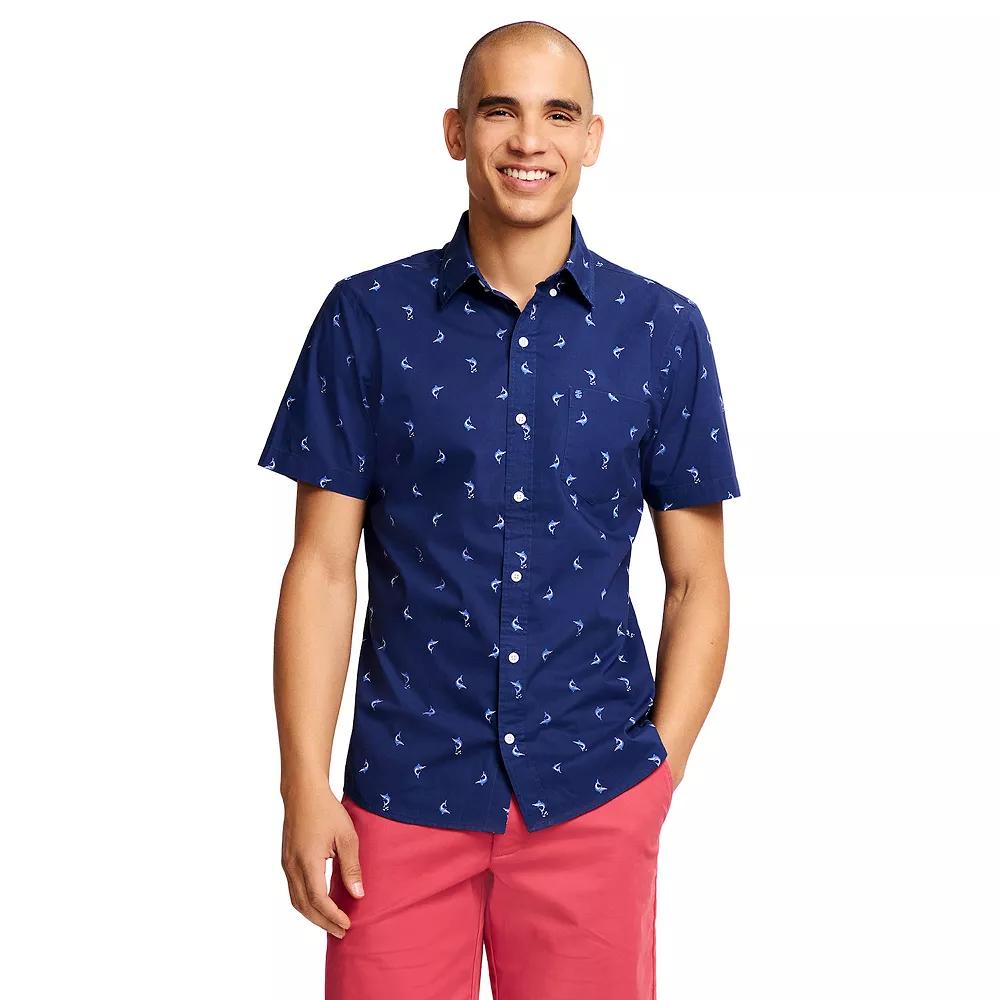 Men's IZOD Classic Breeze Printed Short Sleeve Button-Down Shirt, Size: Medium, Sharks Product Image
