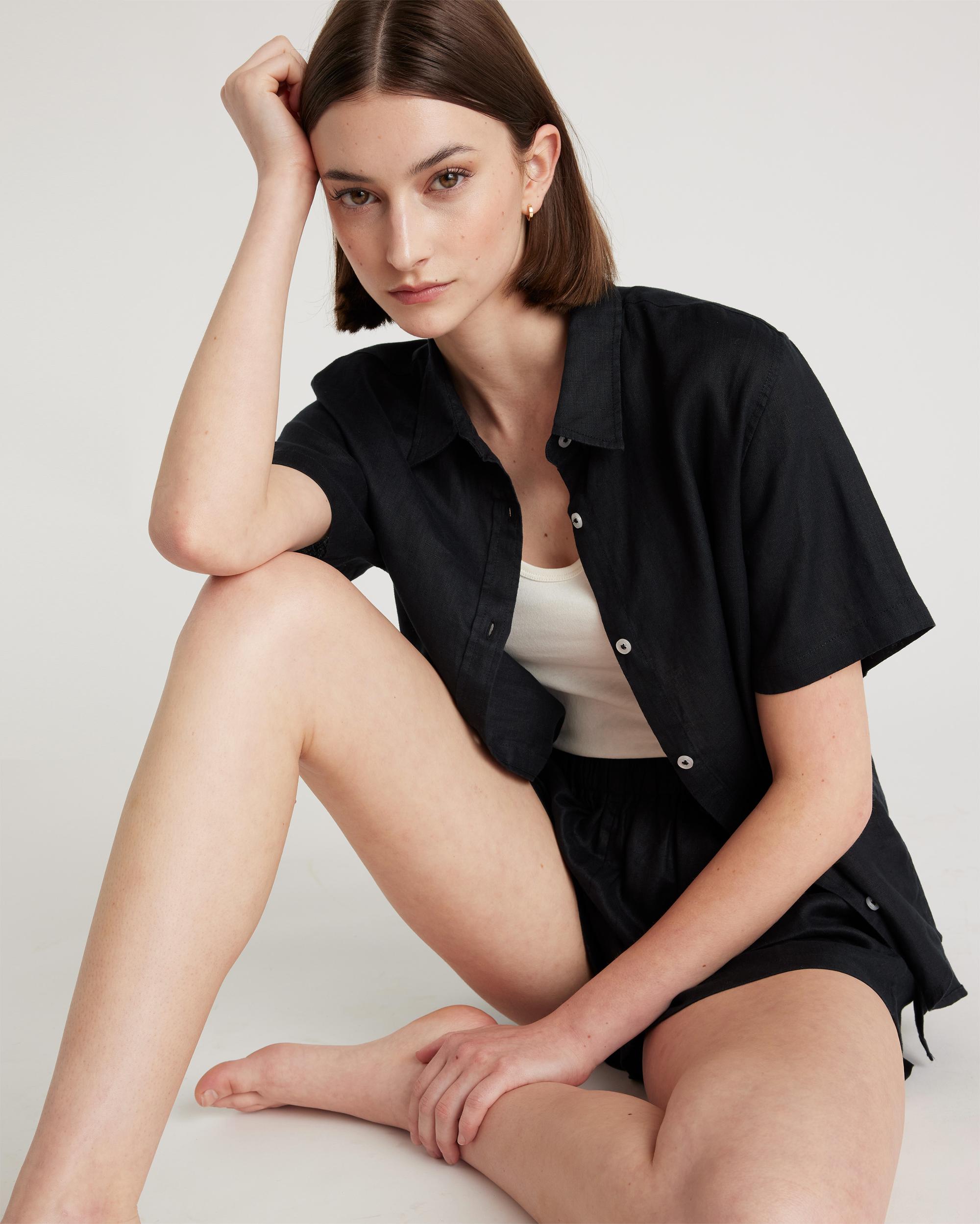 Quince | Women's 100% European Linen Shorts Pajama Set Size XL Product Image