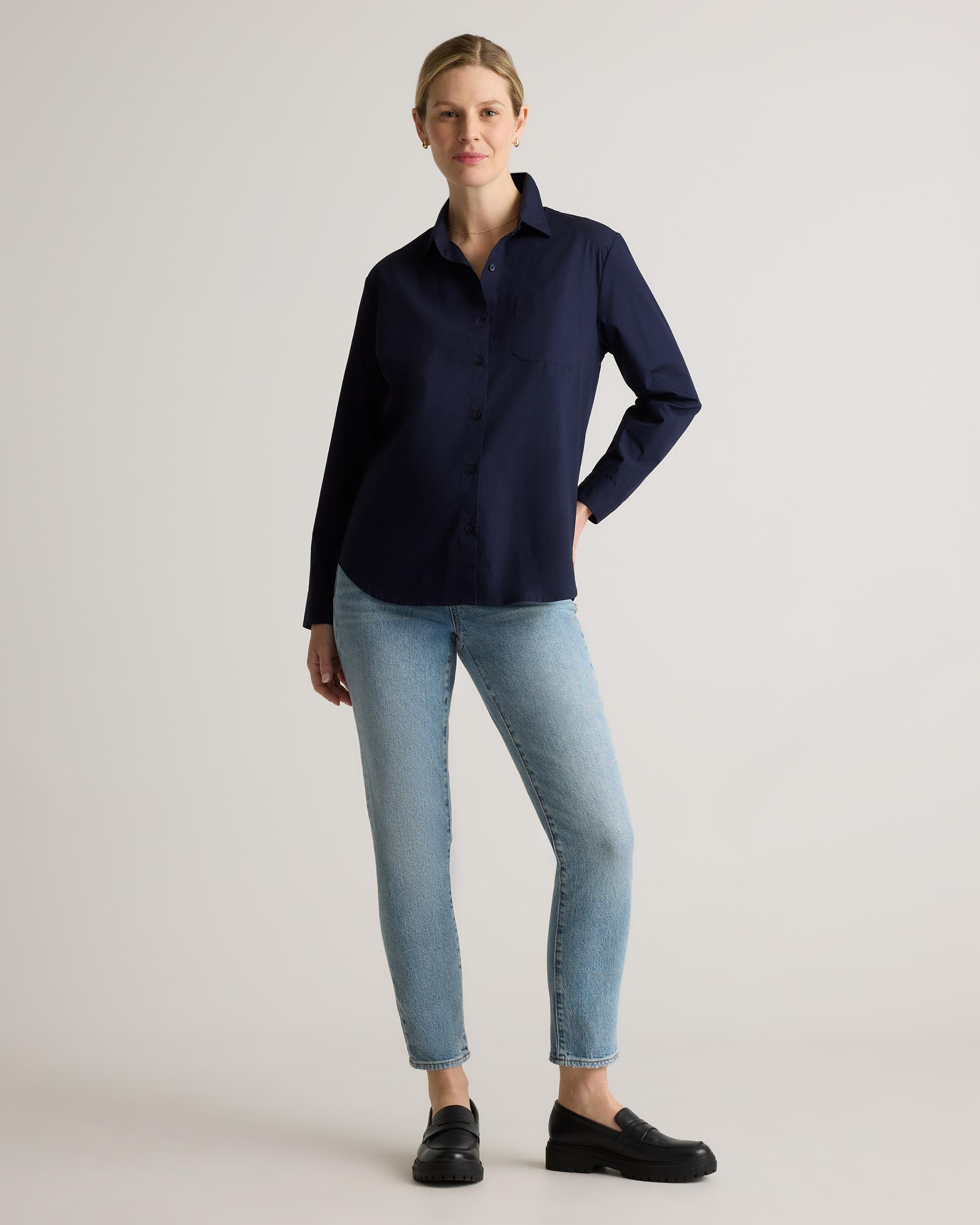 Quince | Women's Poplin Maternity Long Sleeve Shirt Organic Cotton Product Image