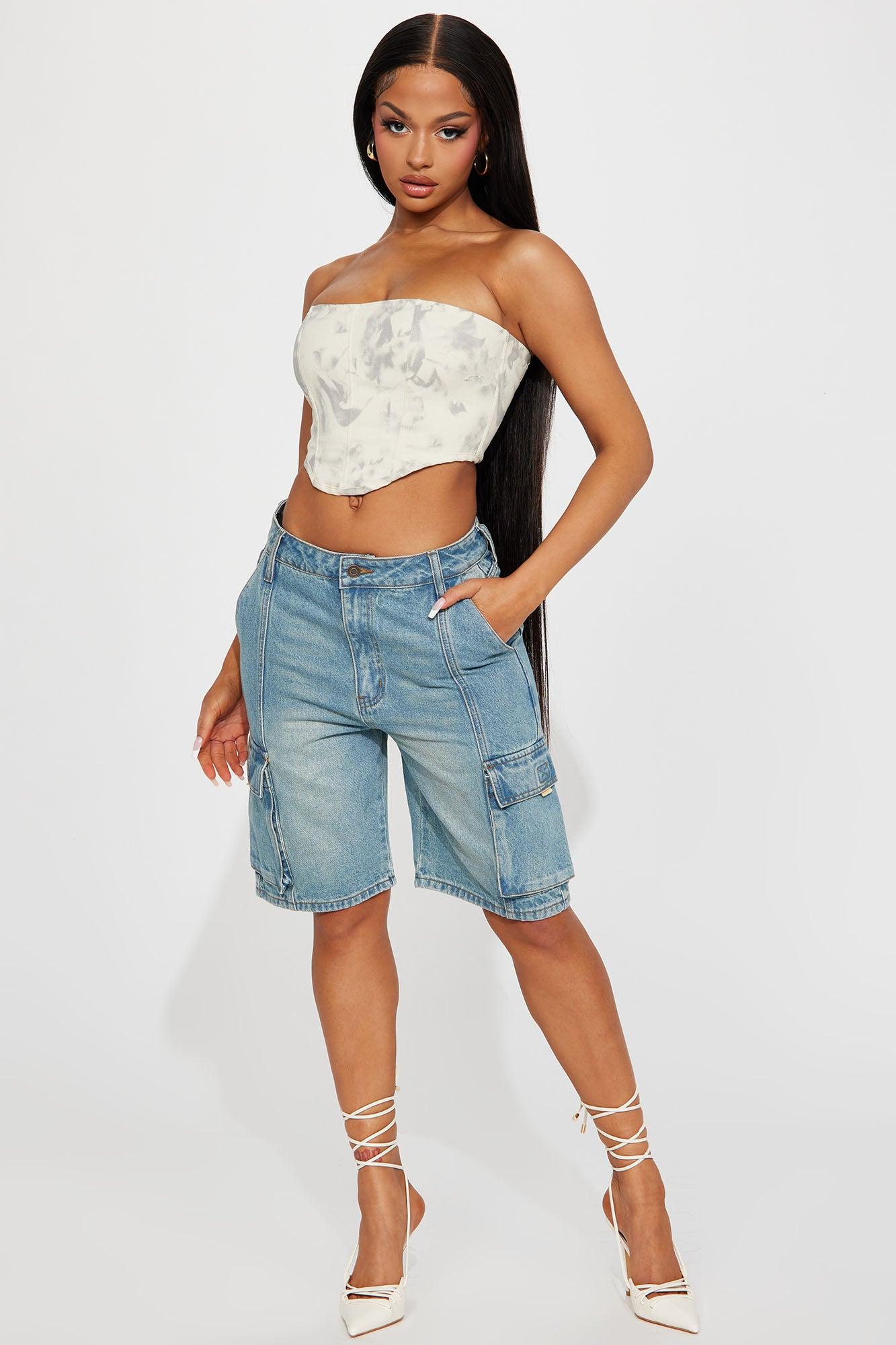 Cameron Denim Cargo Shorts - Medium Wash Product Image