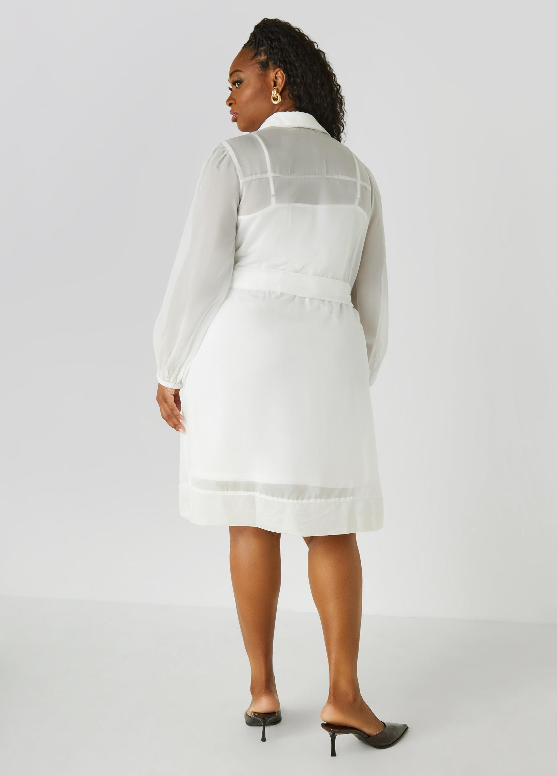 Belted Organza Shirtdress Product Image