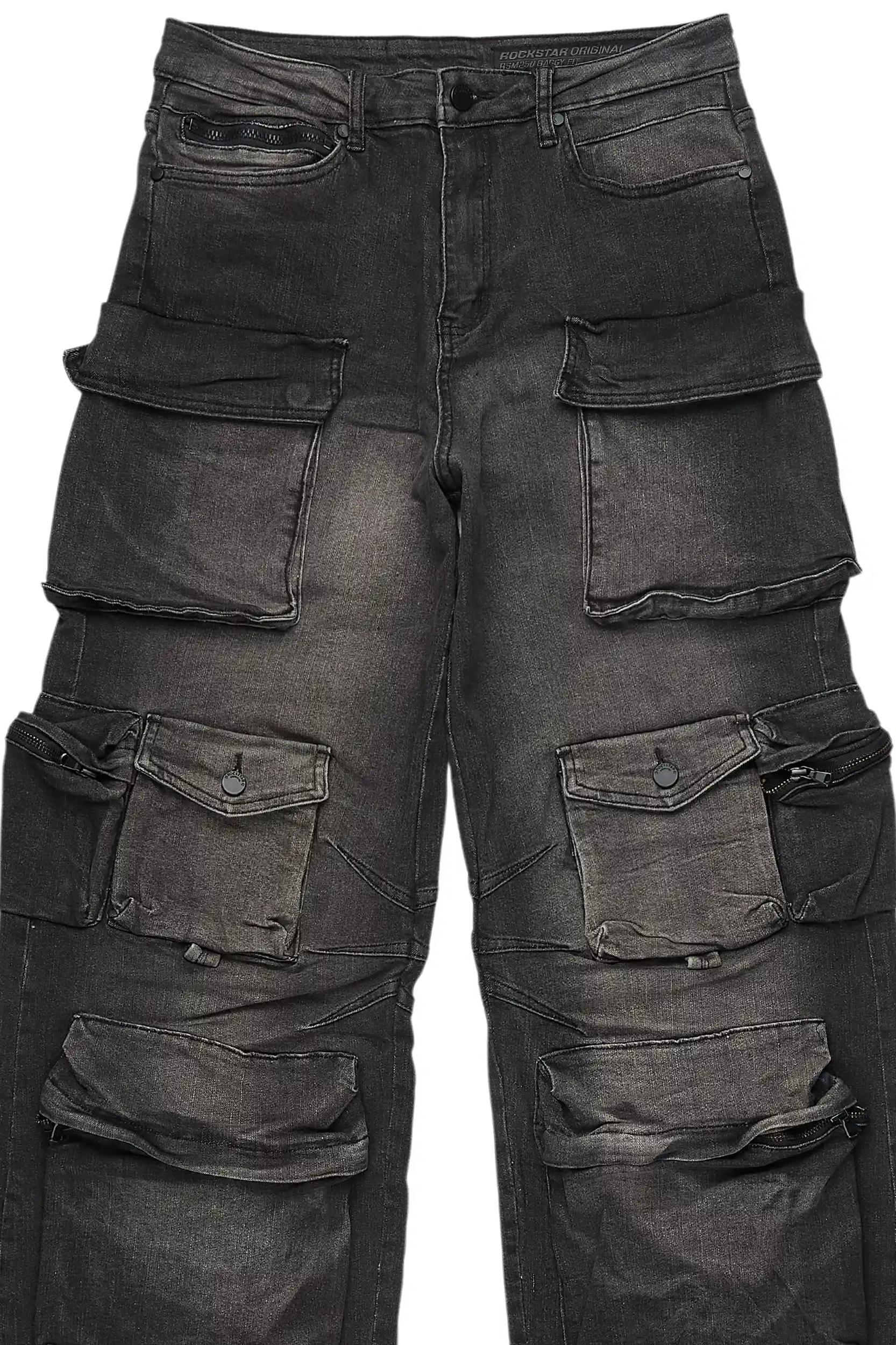 Mahesh Dark Grey Baggy Cargo Jean Male Product Image