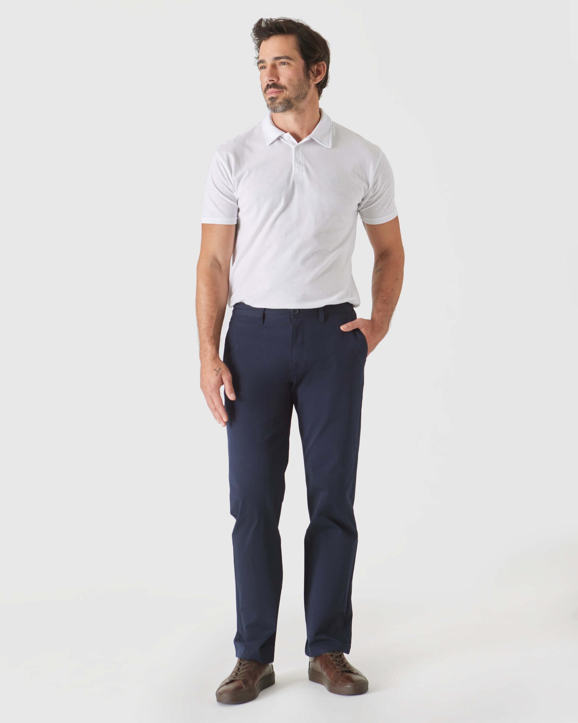 Navy Straight Twill Chino Pant Product Image