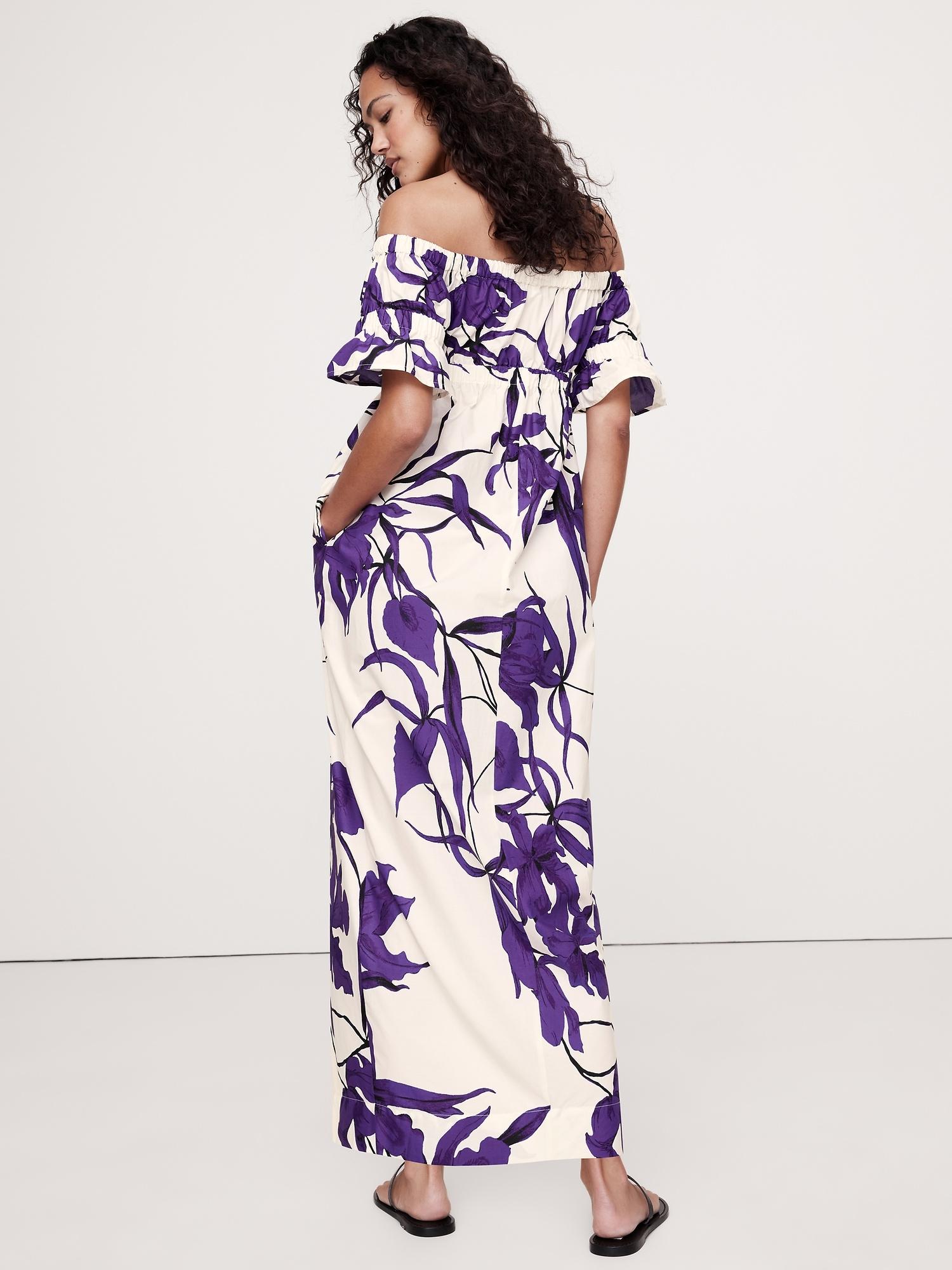 Cotton Poplin Off-The-Shoulder Maxi Dress Product Image