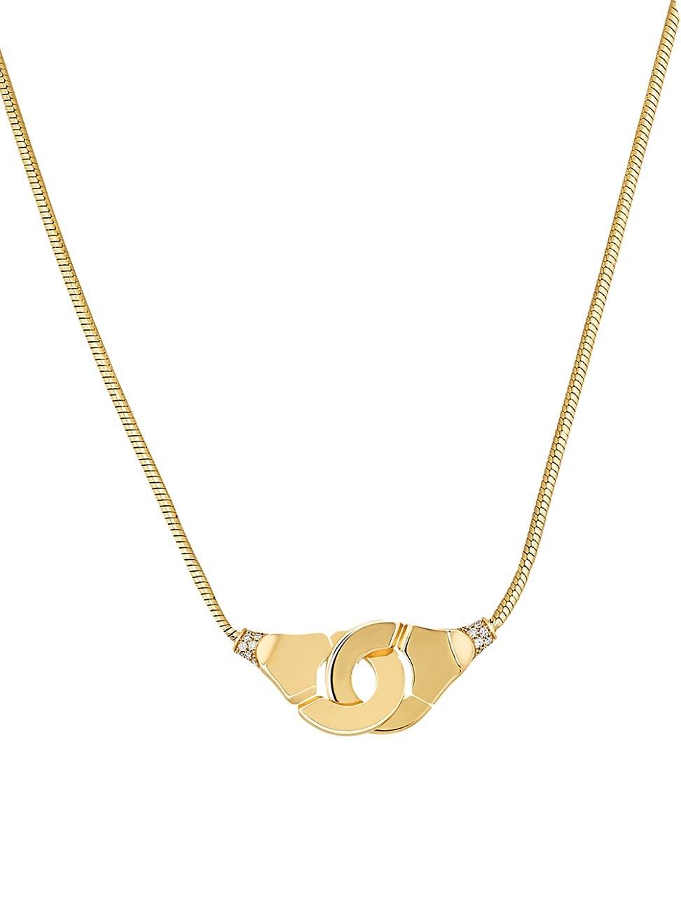 Womens Menottes Dinh Van R12 18K Yellow Gold & Diamond Handcuff Pendant Necklace Product Image