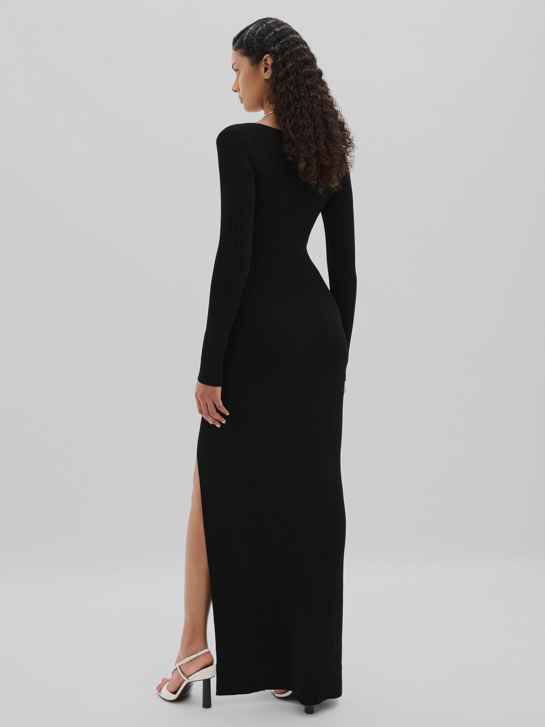 Good American Ribbed Midi Dress in Black Product Image