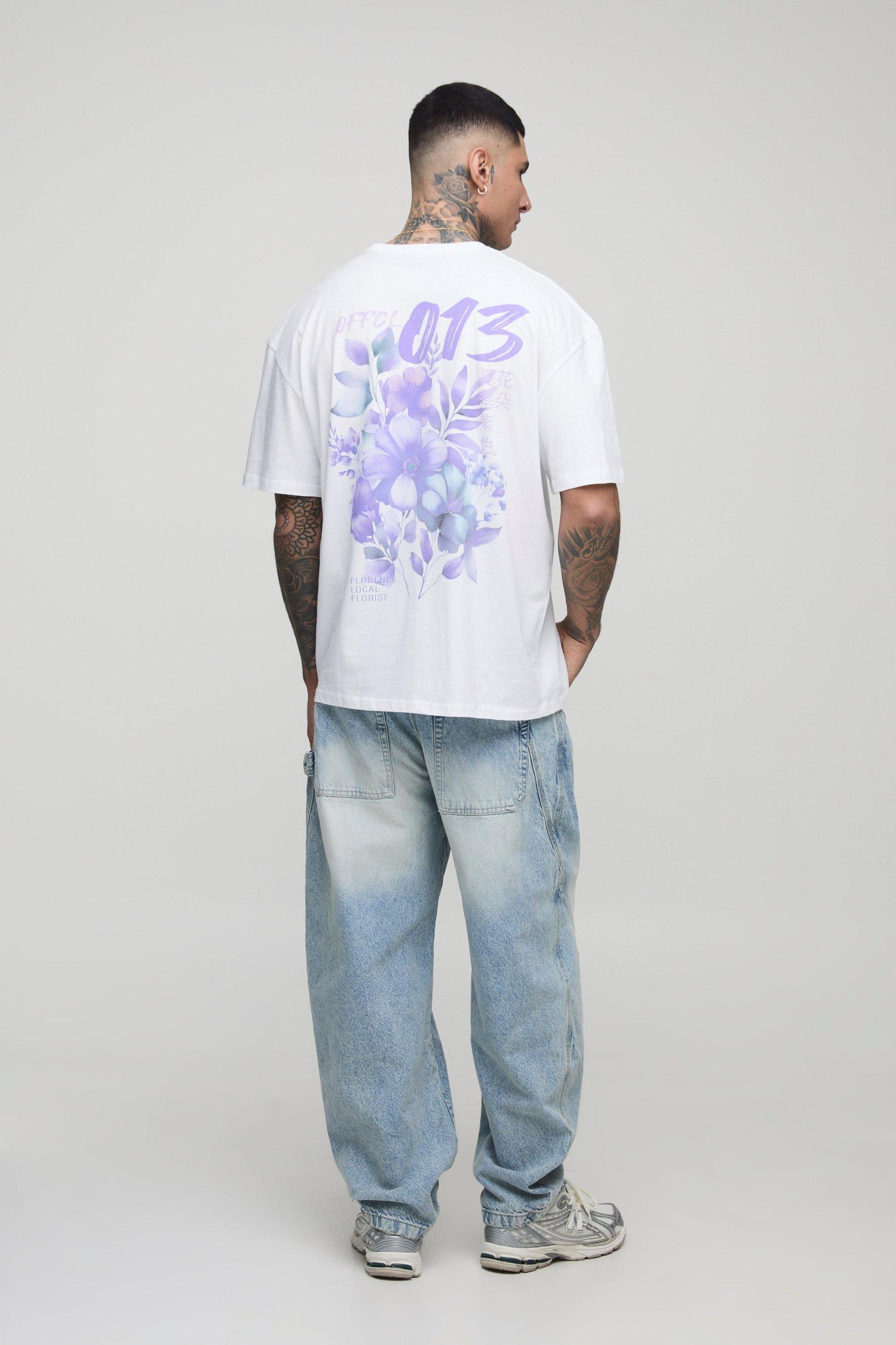 Tall Oversized Floral Print T-Shirt | boohooMAN USA Product Image