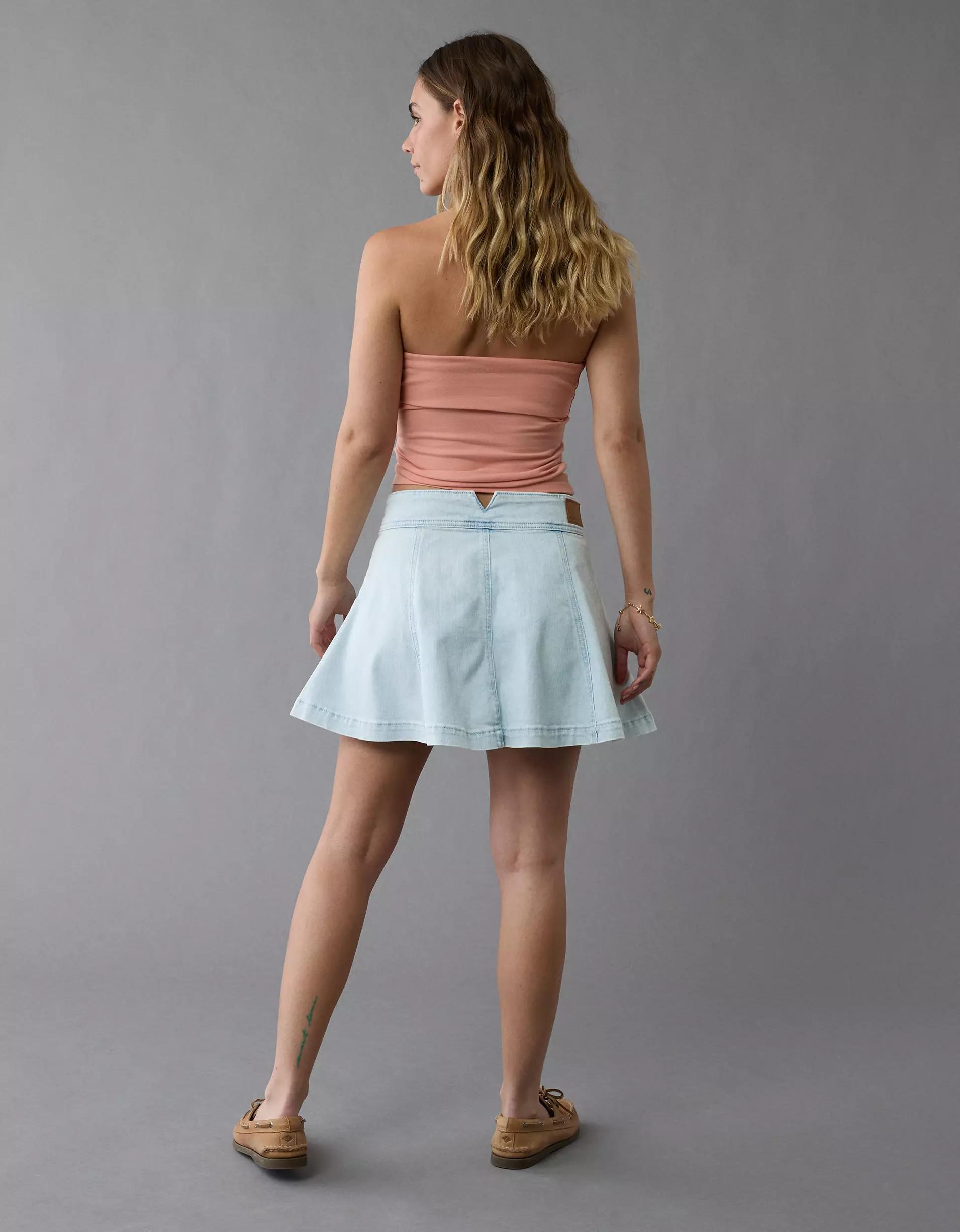 AE Stretch High-Waisted Denim A-Line Mini Skirt Product Image