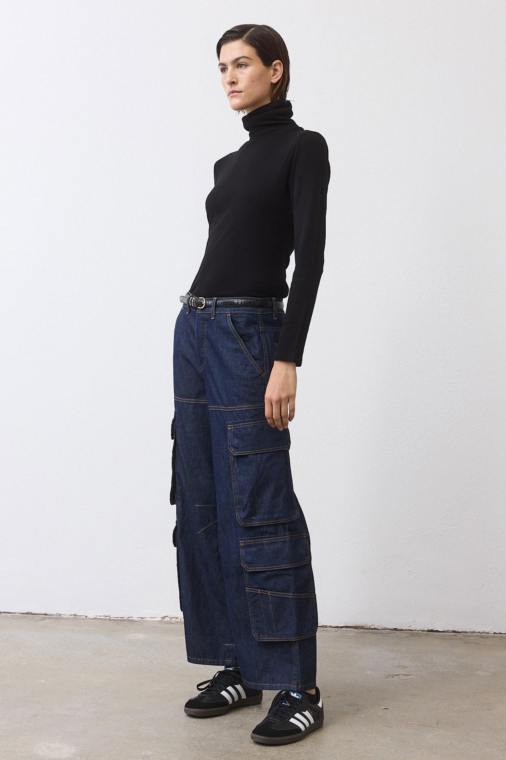 The Petite Off Duty Light Denim Cargo Pants Product Image