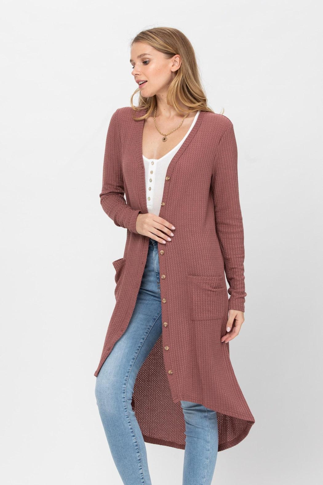 Button Down Solid Color Knit Cardigans With Pockets Product Image