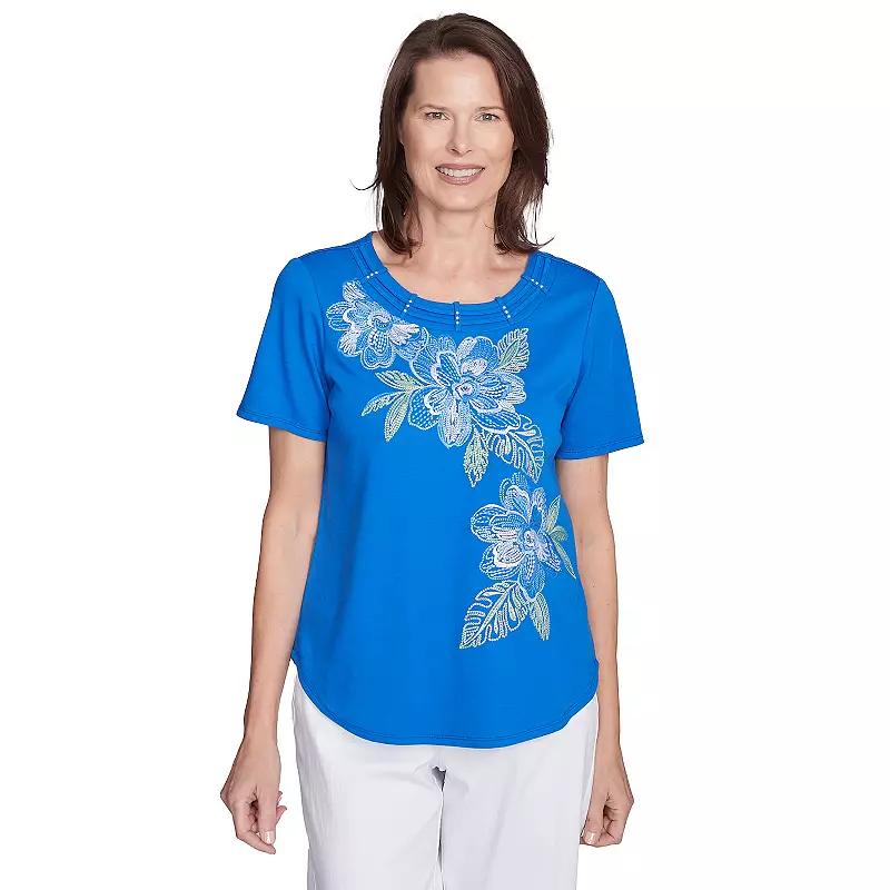 Women's Alfred Dunner Tropical Floral Embroidered Tee,  Product Image