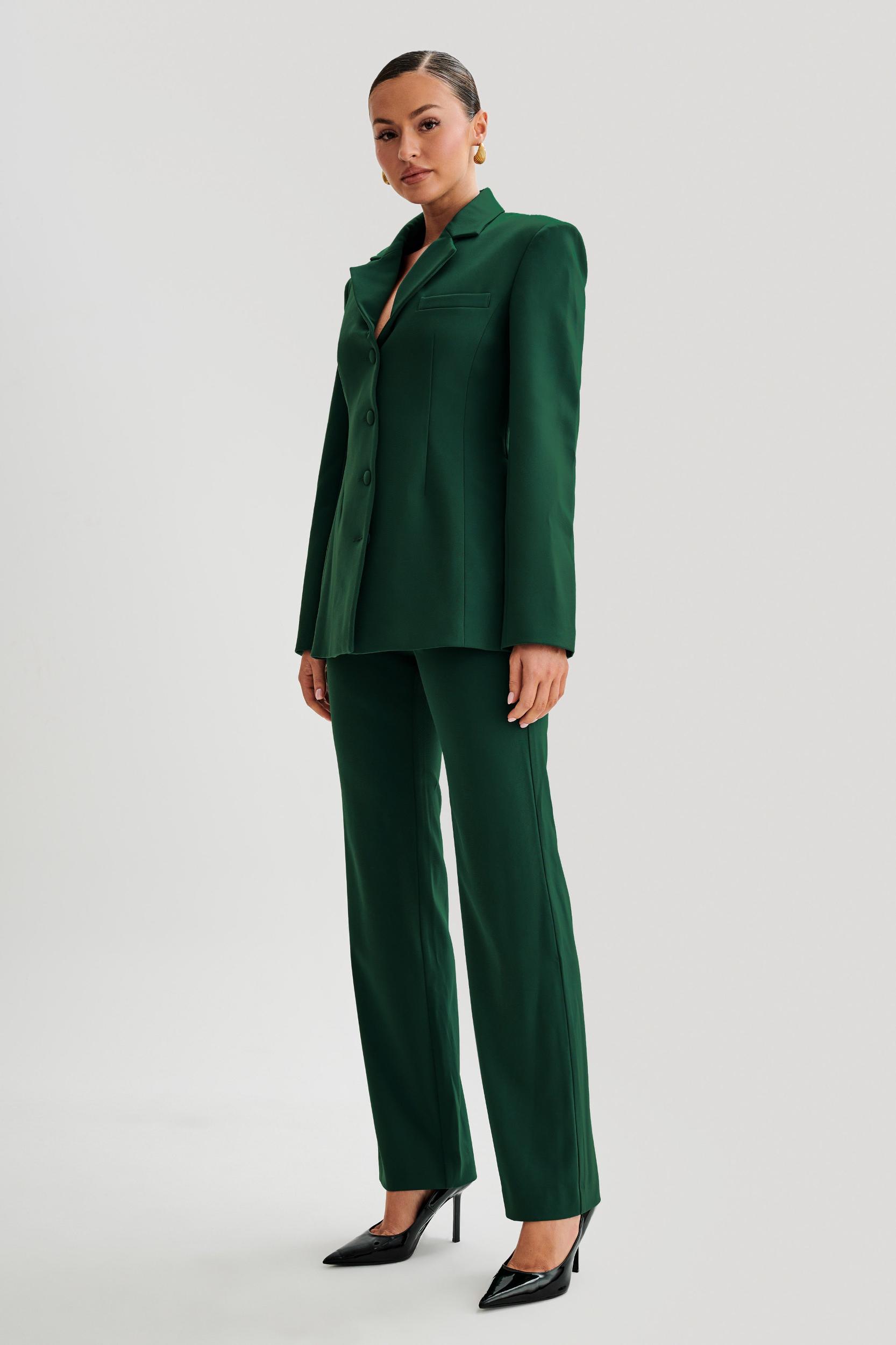 Greer Hourglass Suiting Blazer - Forest Green Product Image