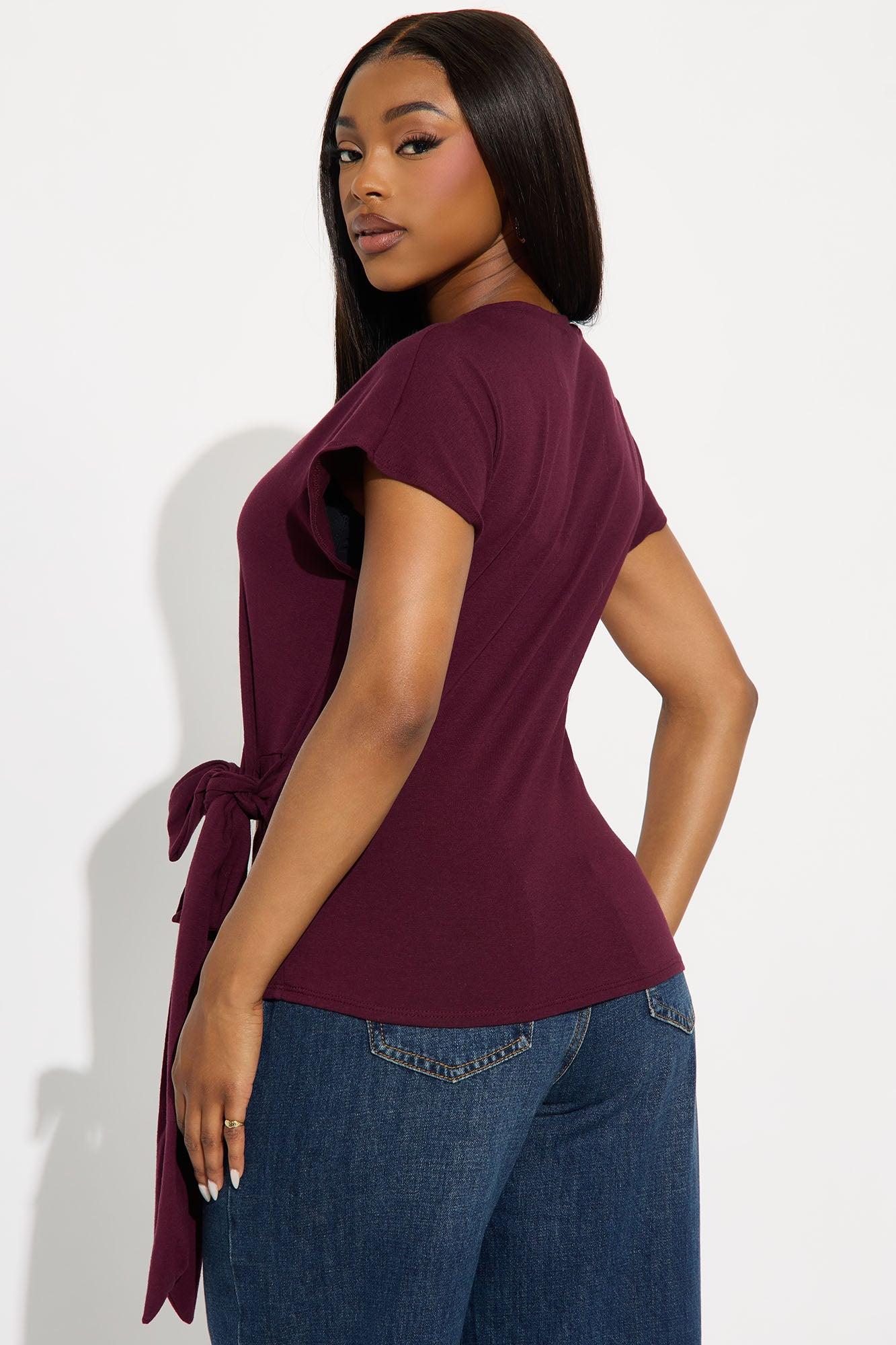 Penny Tie Waist Tshirt - Plum Female Product Image
