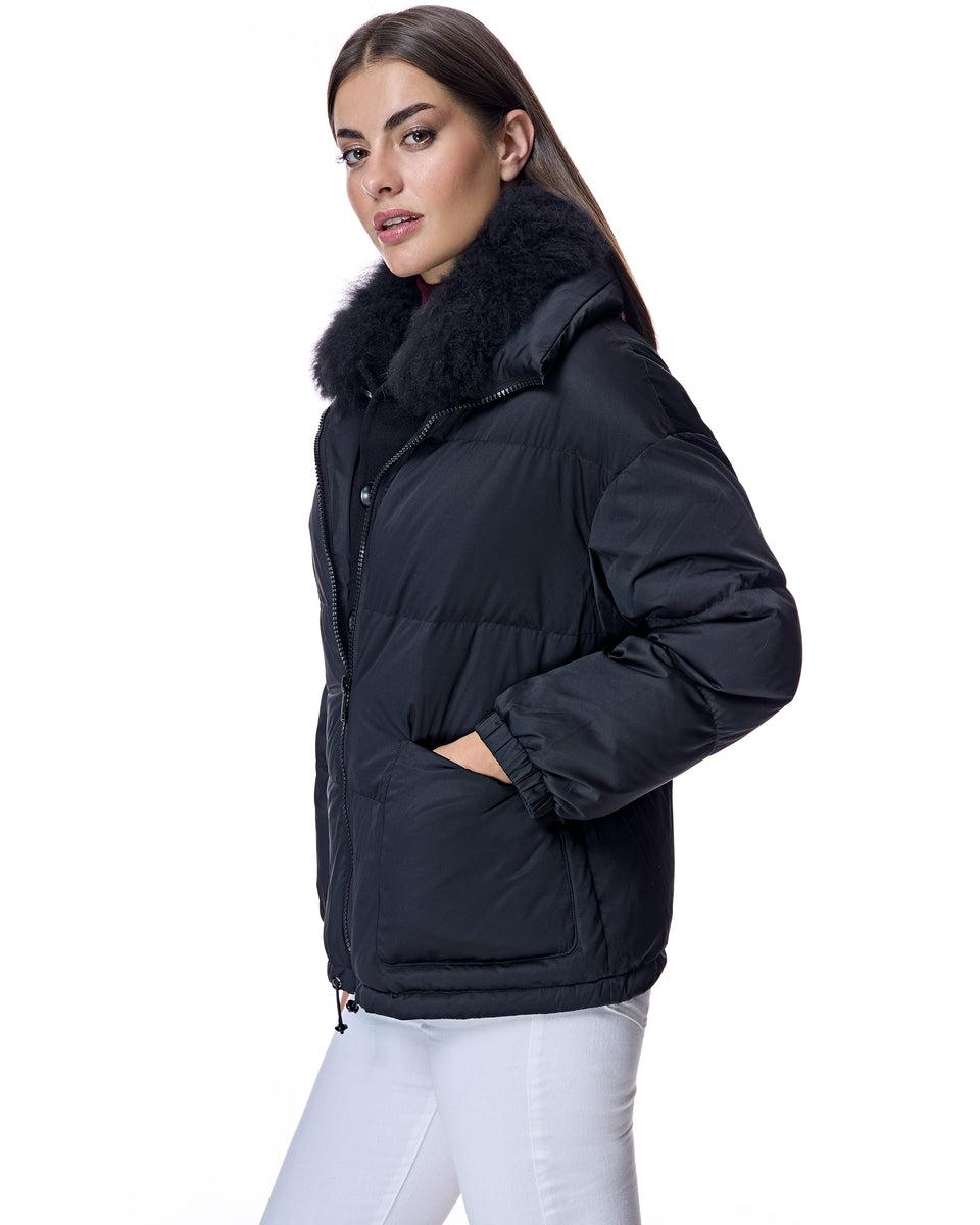 Polyblend Jacket with Cashmere Lamb Trim Product Image