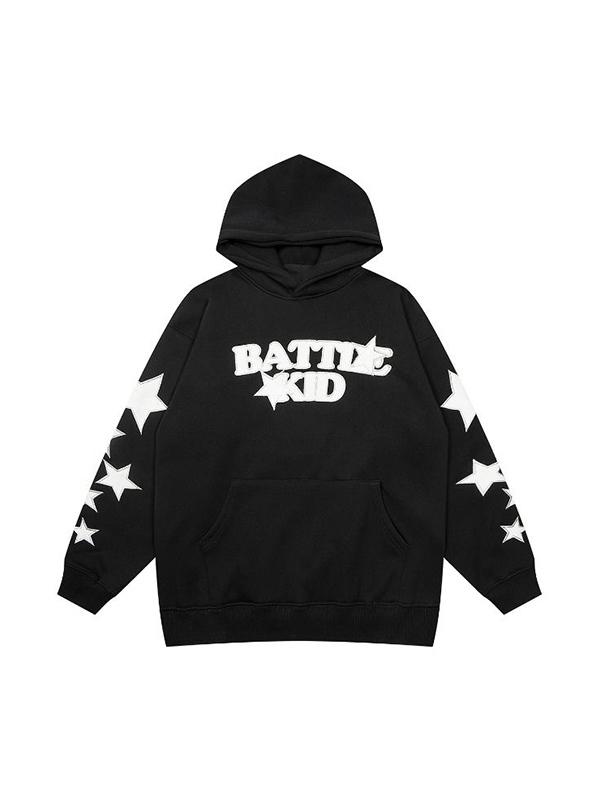 Street Letter Star Print Oversized Hoodie Product Image