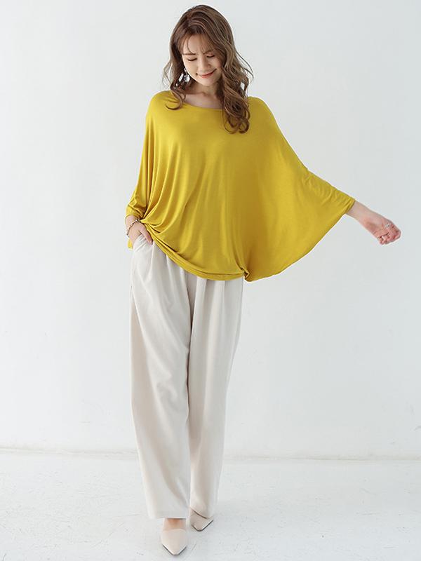 Vintage Loose Round-Neck Batwing Sleeves Shirts Product Image