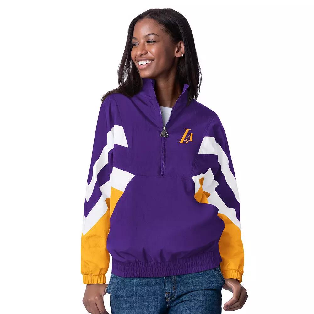 Womens Starter Los Angeles Lakers Renegade Oxford Half-Zip Jacket Product Image