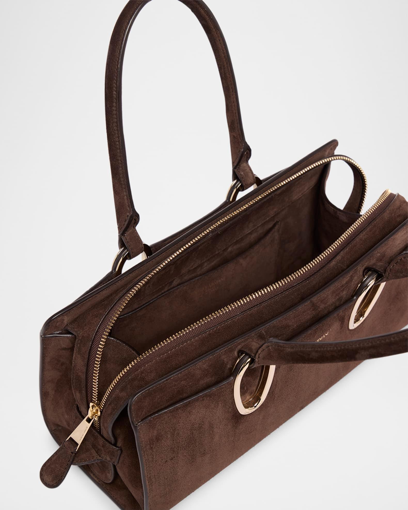 Ring-Embellished Suede Top-Handle Bag Product Image