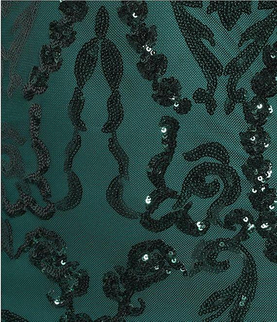 B. Darlin Spaghetti Strap Placement Sequin Long Dress Product Image