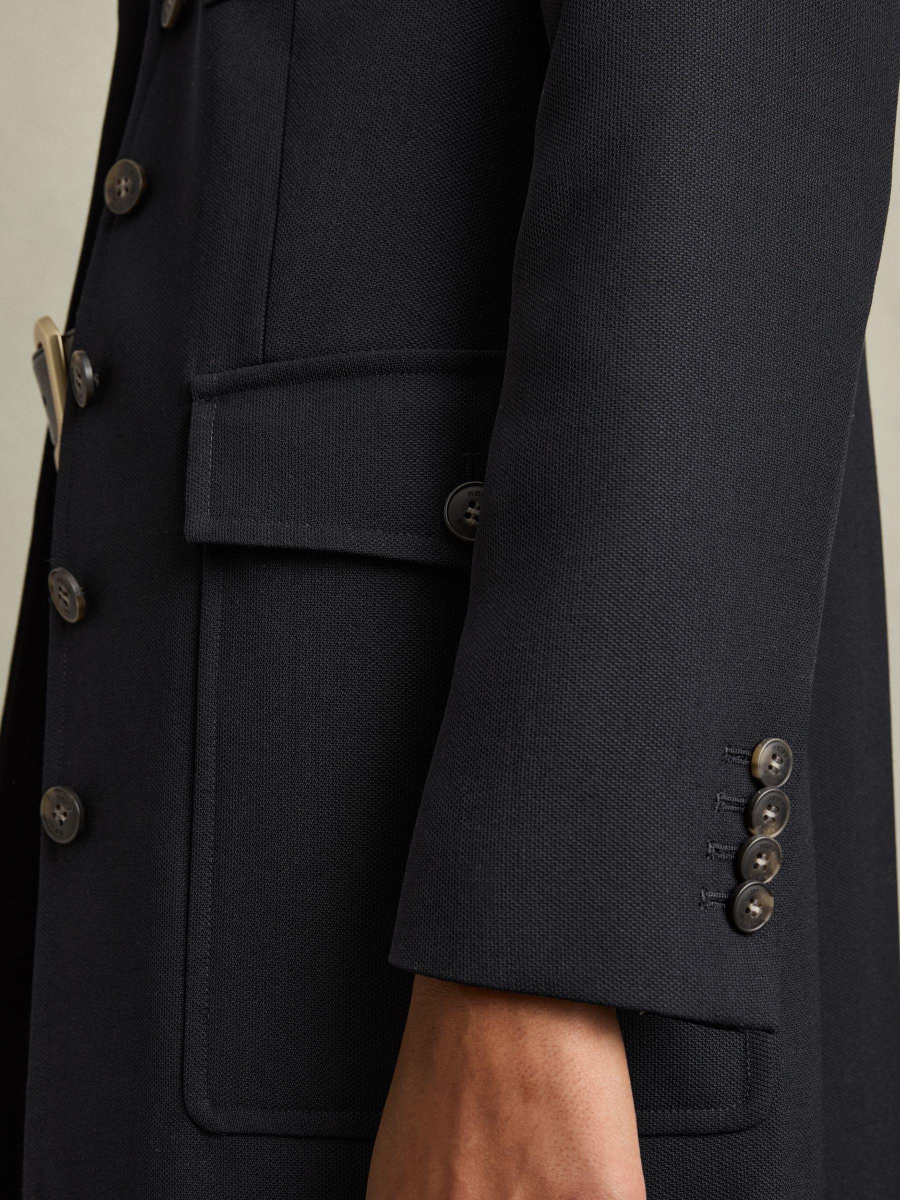 Wool-Blend Single-Breasted Coat in Navy Product Image