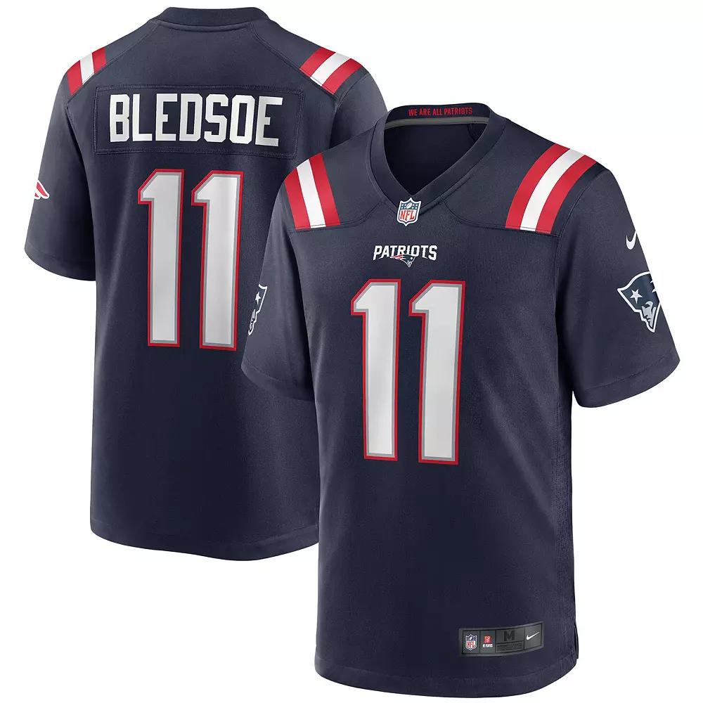 Men's Nike Drew Bledsoe Navy New England Patriots Game Retired Player Jersey,  Product Image