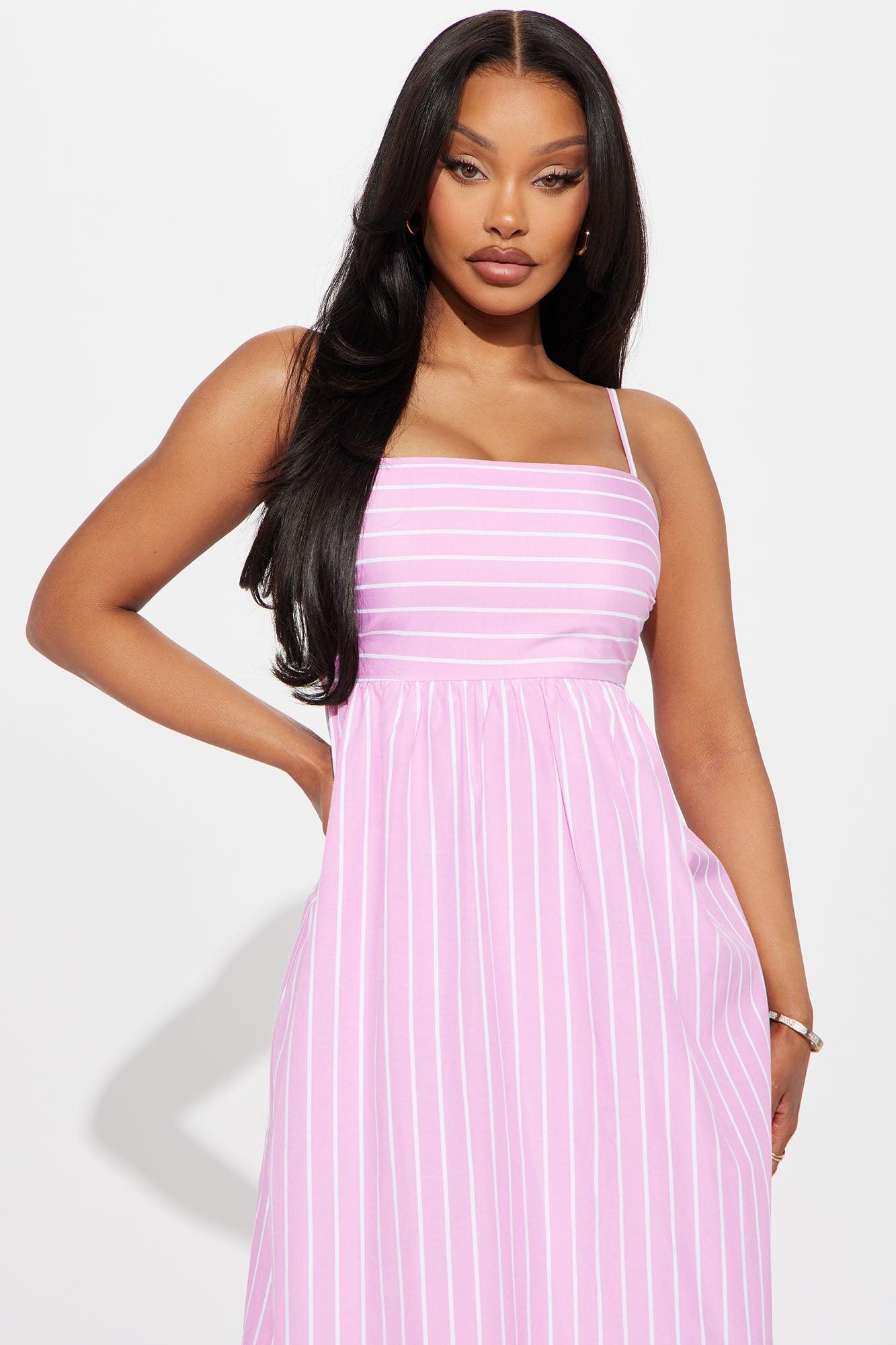 Sabrina Striped Poplin Maxi Dress - Pink/combo Product Image